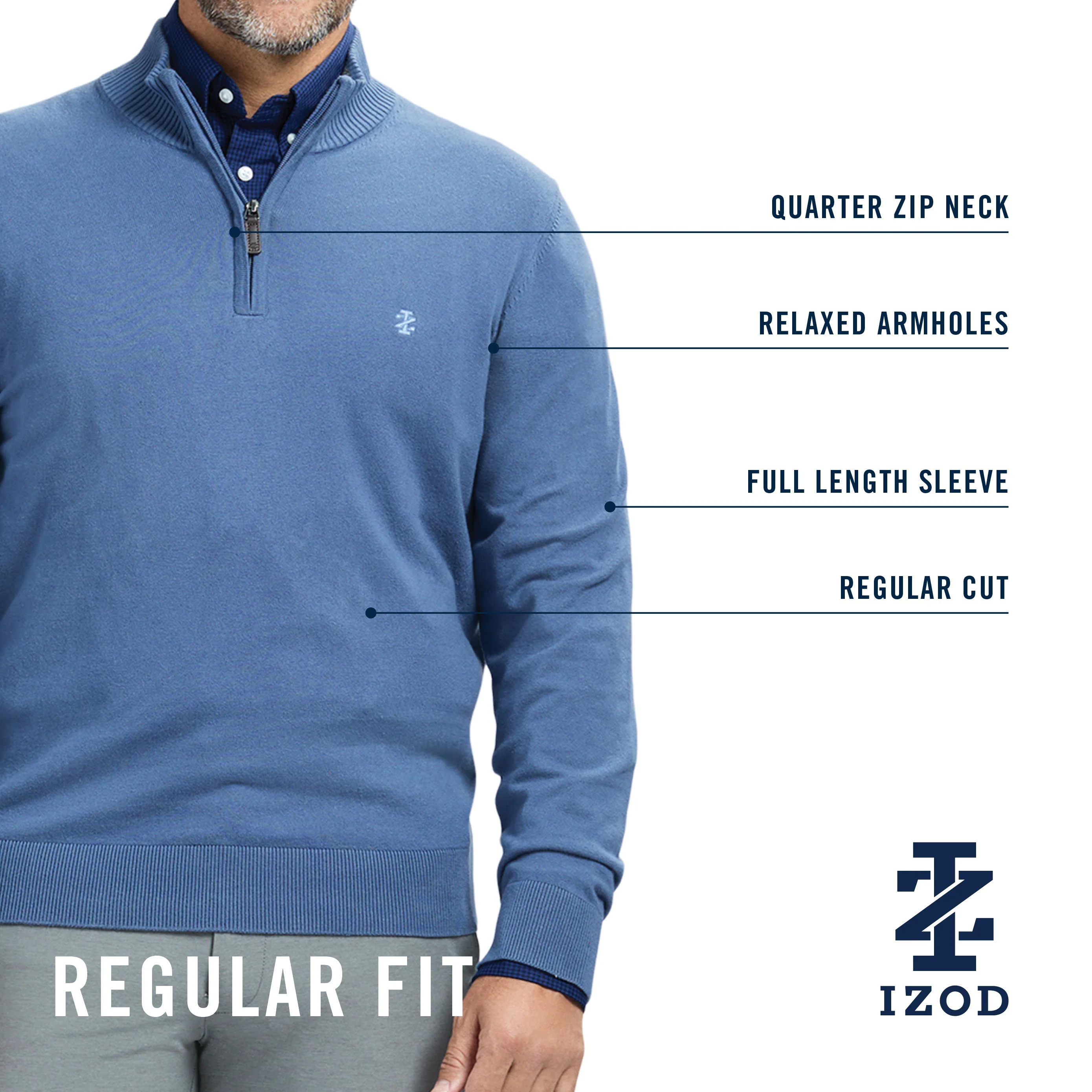 FINE GAUGE 1/4 ZIP SWEATER - NAVY BLAZER - Image 4