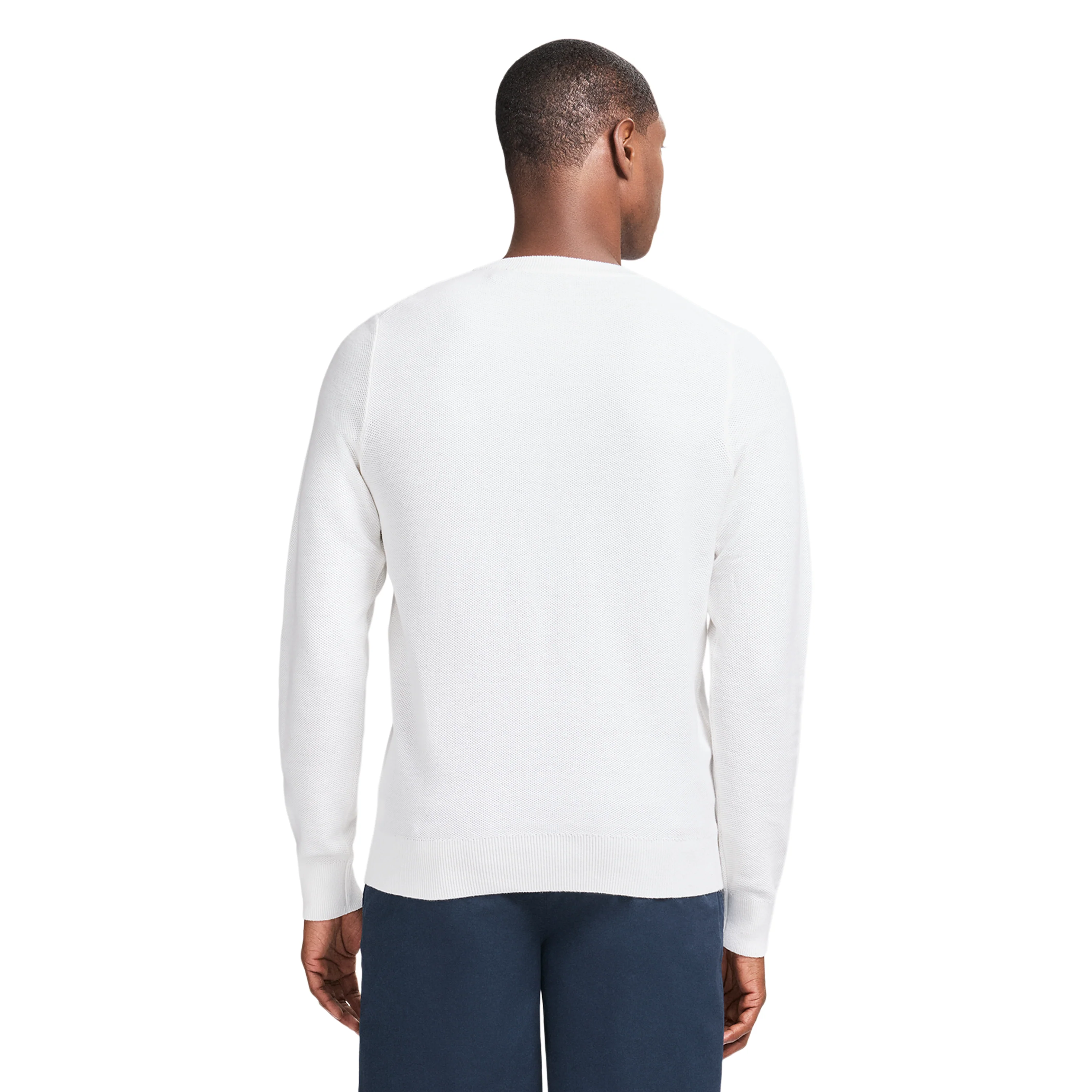 HONEYCOMB CREW NECK SWEATER - BRIGHT WHITE - Image 3