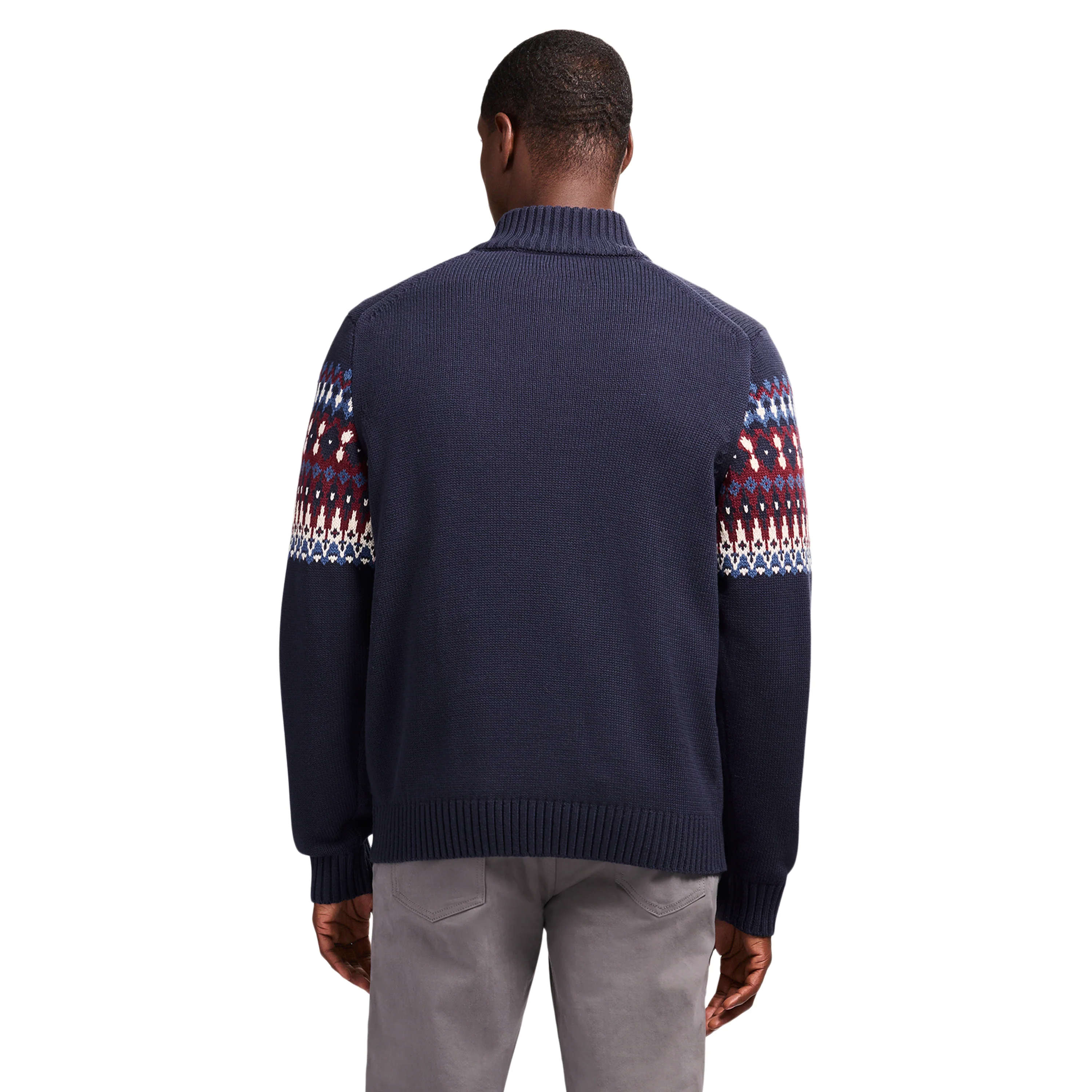 HOLIDAY FAIRISLE 1/4 ZIP SWEATER - NAVY BLAZER - Image 4