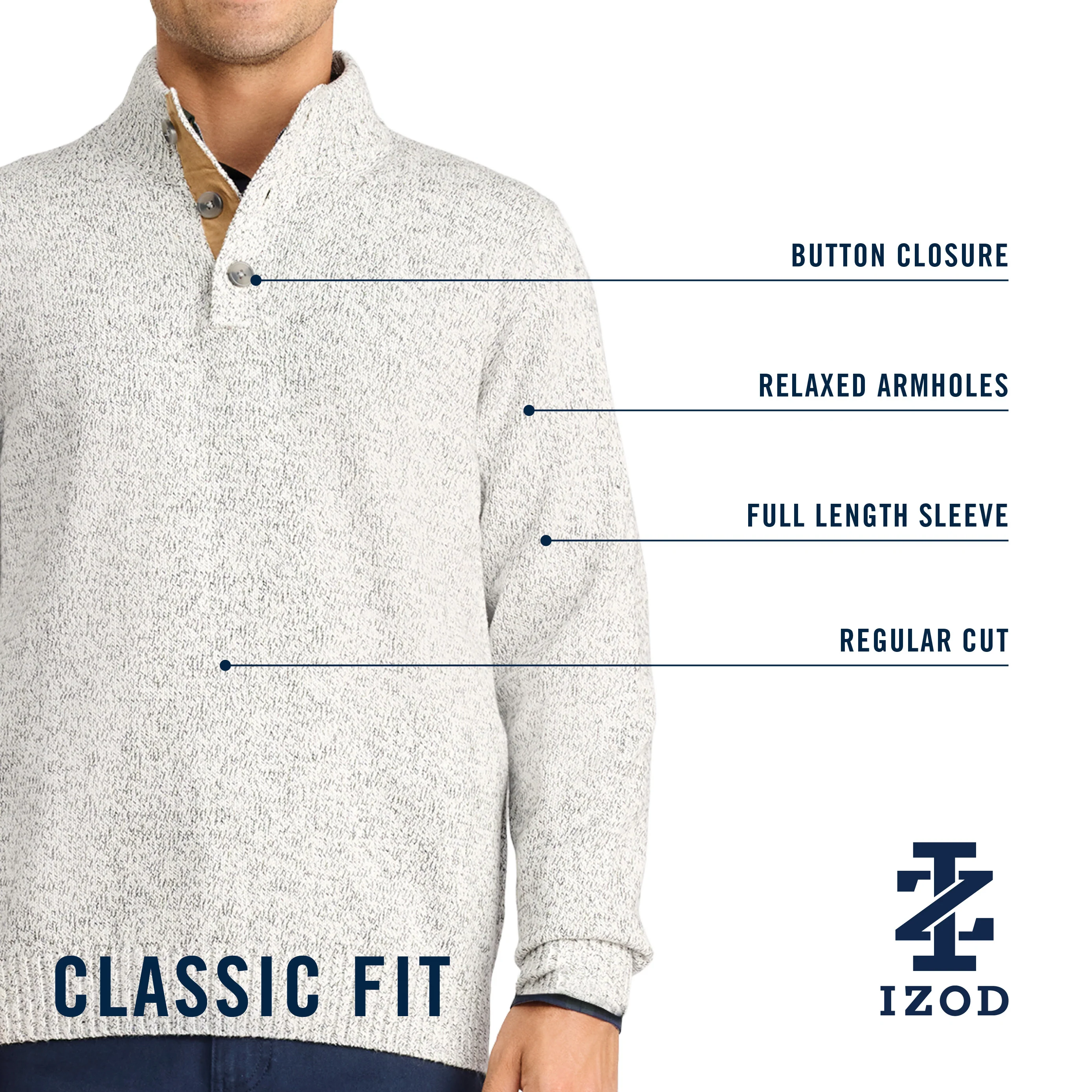 HOLIDAY BUTTON MOCK SWEATER - NAVY BLAZER - Image 4