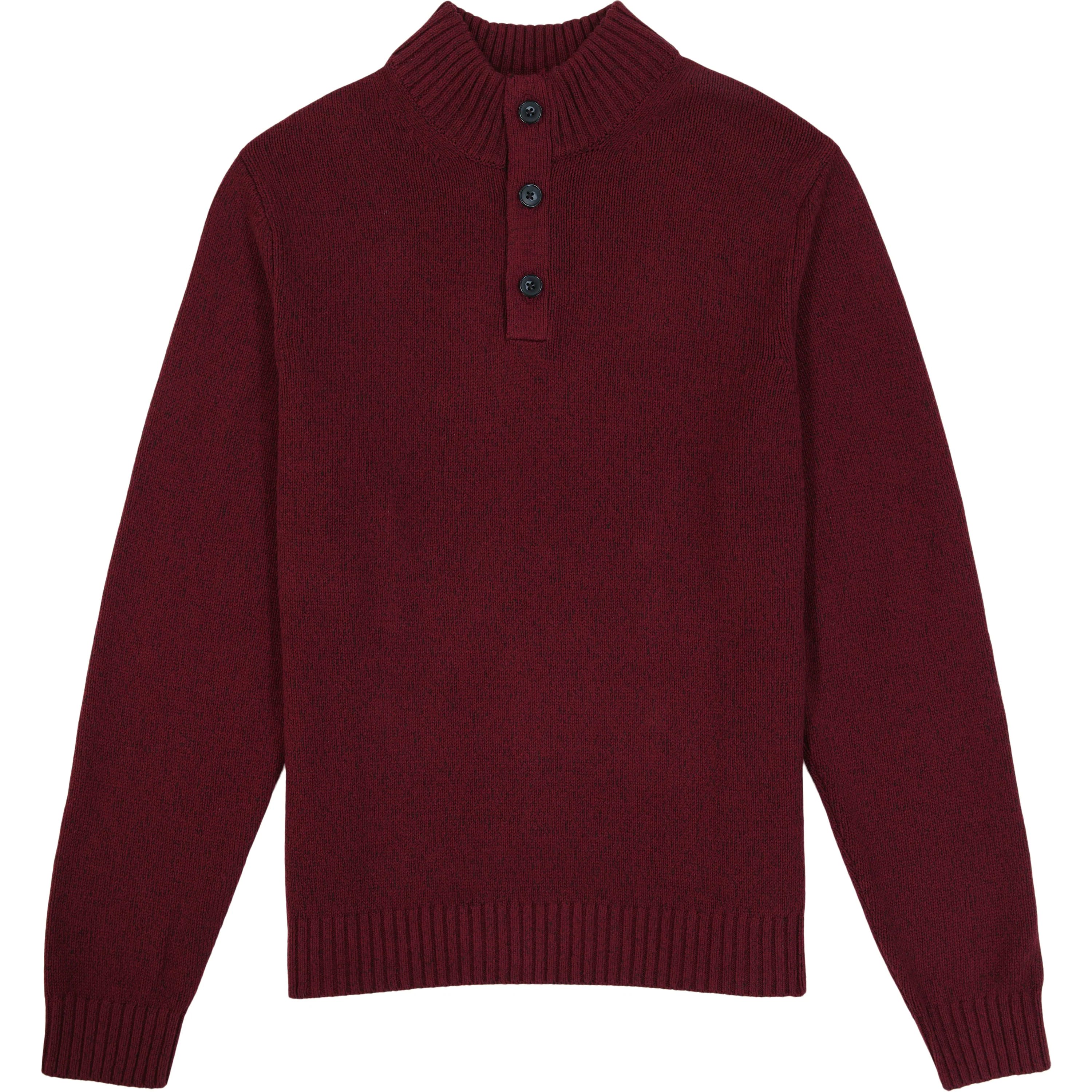 HOLIDAY BUTTON MOCK SWEATER - VELVET MAROON - Image 7