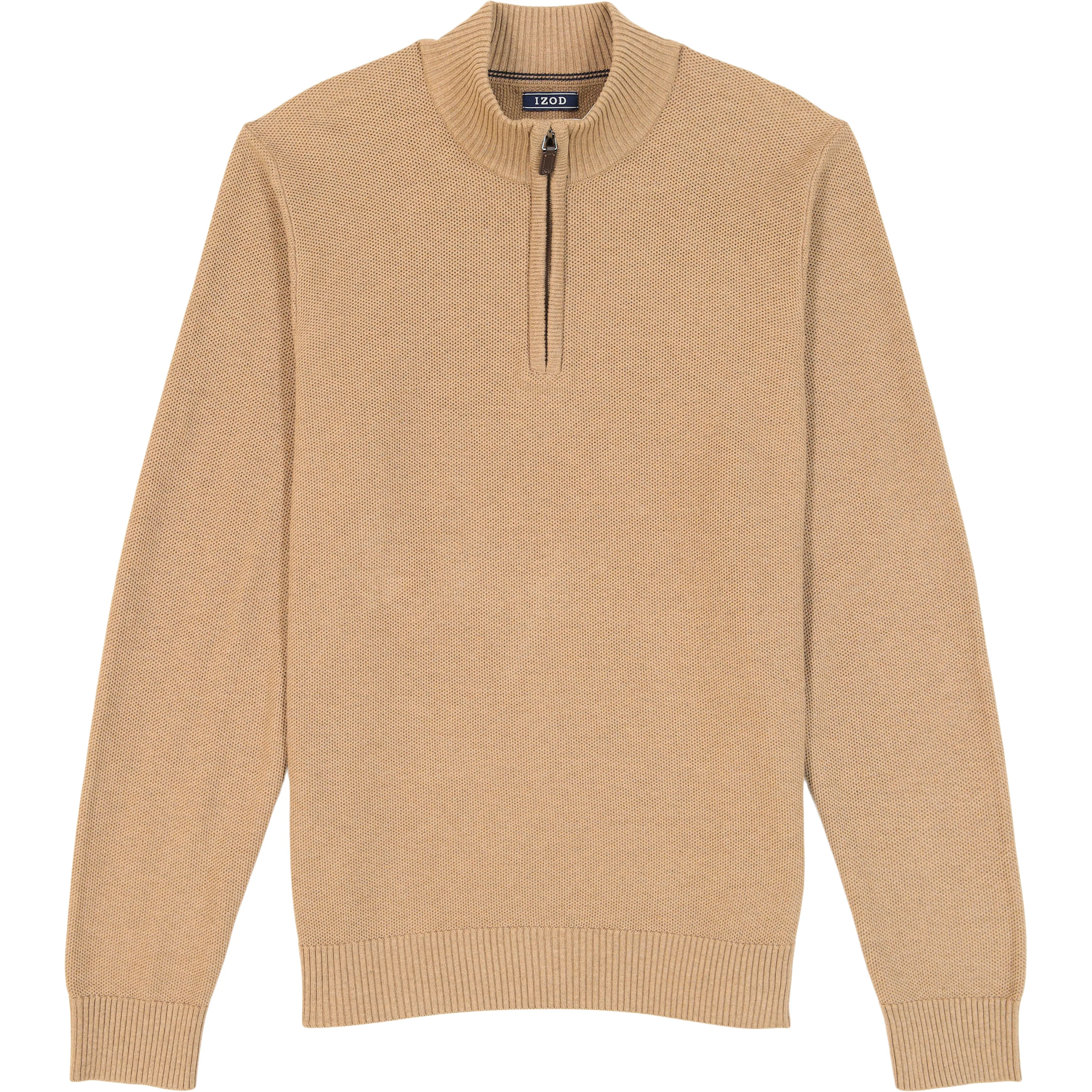 HONEYCOMB 1/4 ZIP SWEATER - CAMEL HTHR - Image 4