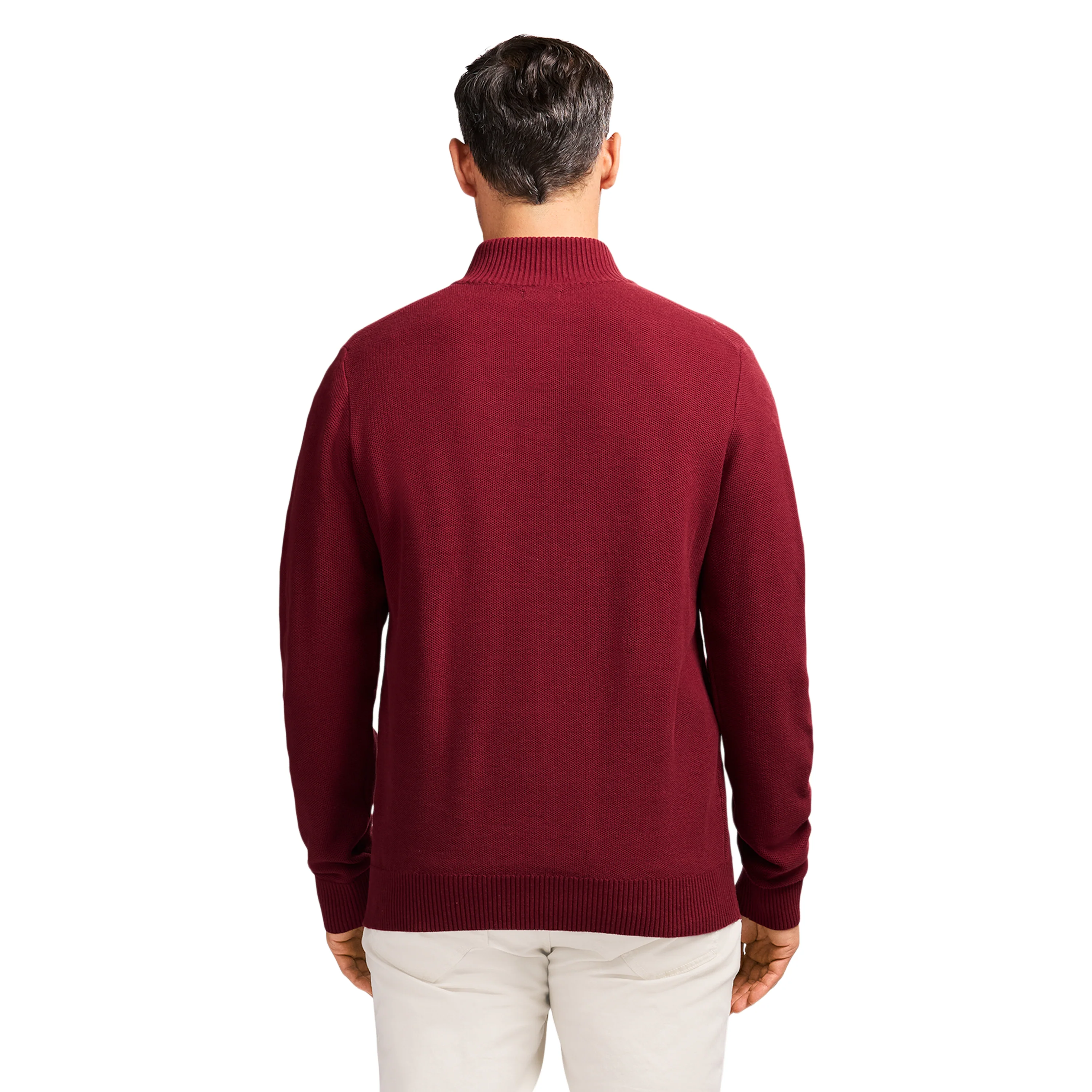 HONEYCOMB 1/4 ZIP SWEATER - VELVET MAROON - Image 3