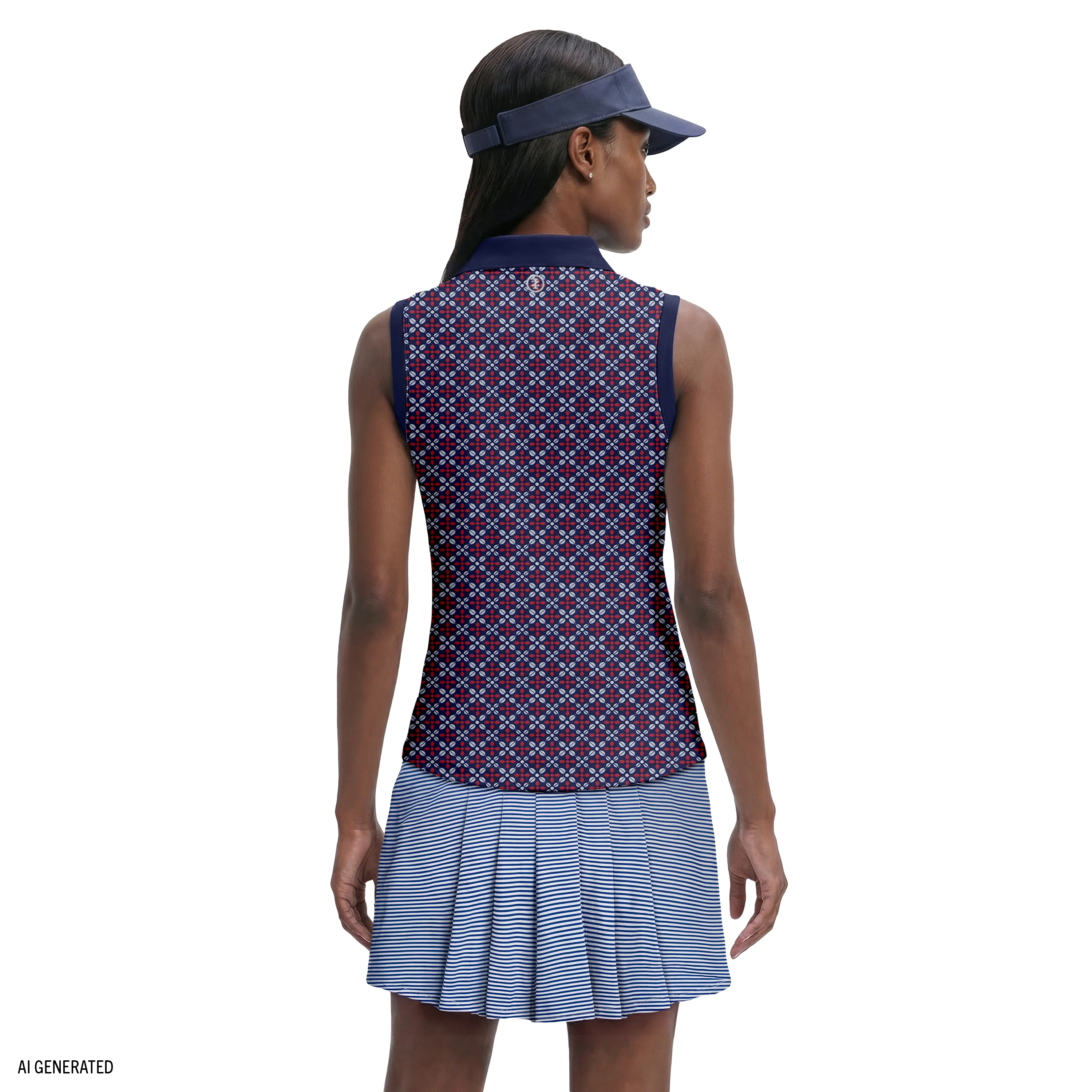 ALLY PRINTED SLEEVELESS POLO - SODALITE BLUE - Image 4