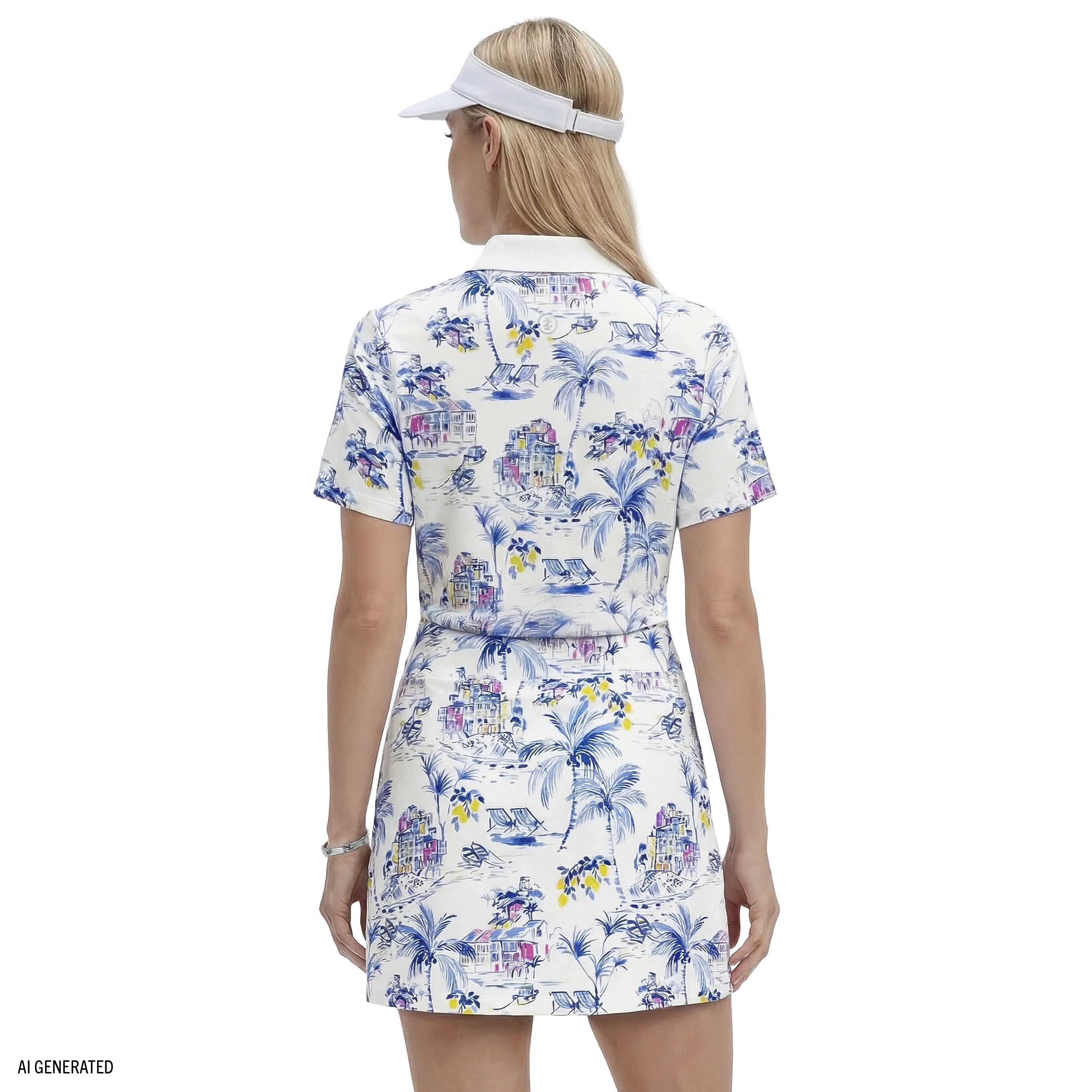 ALLY PRINTED S/S POLO - BRIGHT WHITE - Image 4