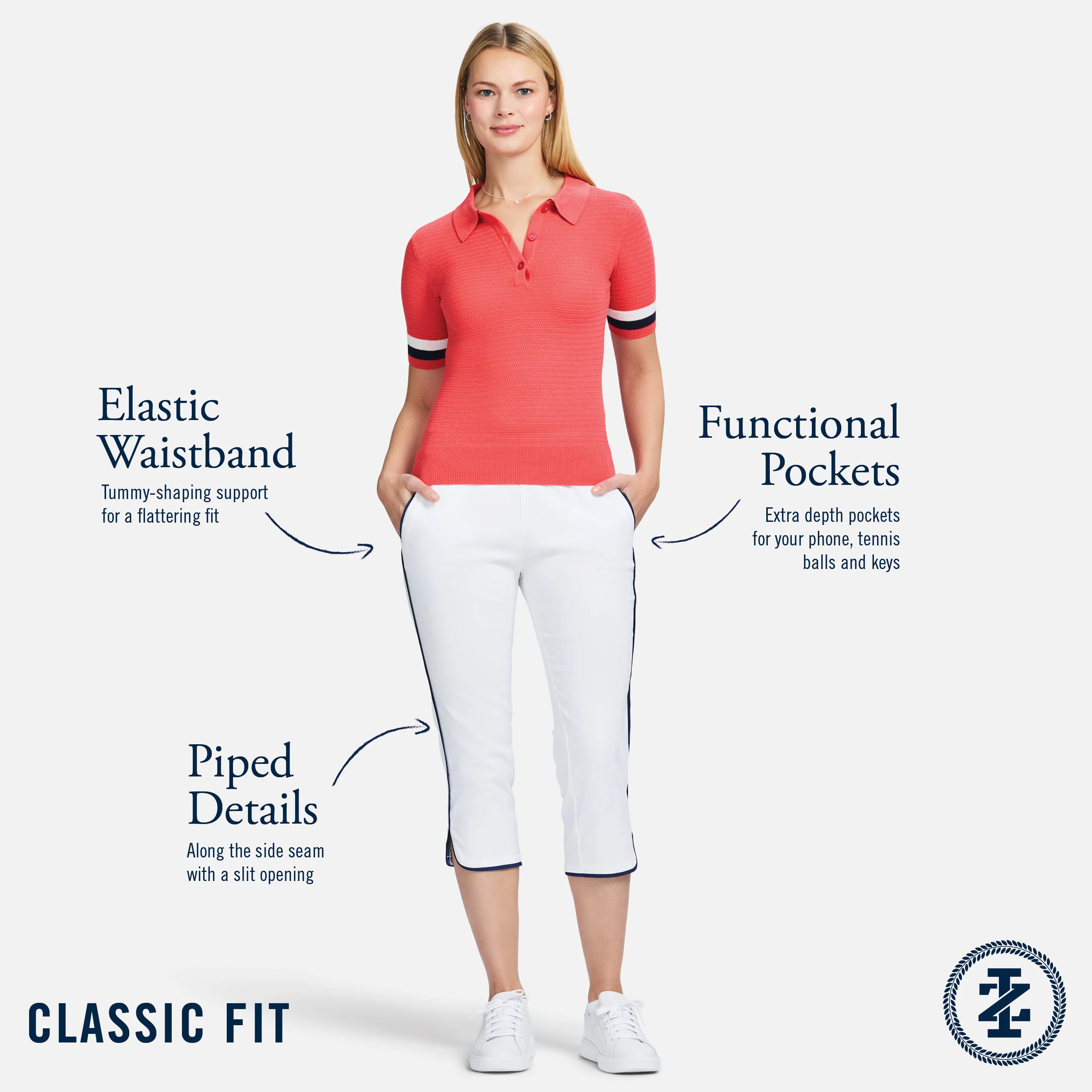 BILLIE PIPED SOLID CAPRI PANT - BRIGHT WHITE - Image 5