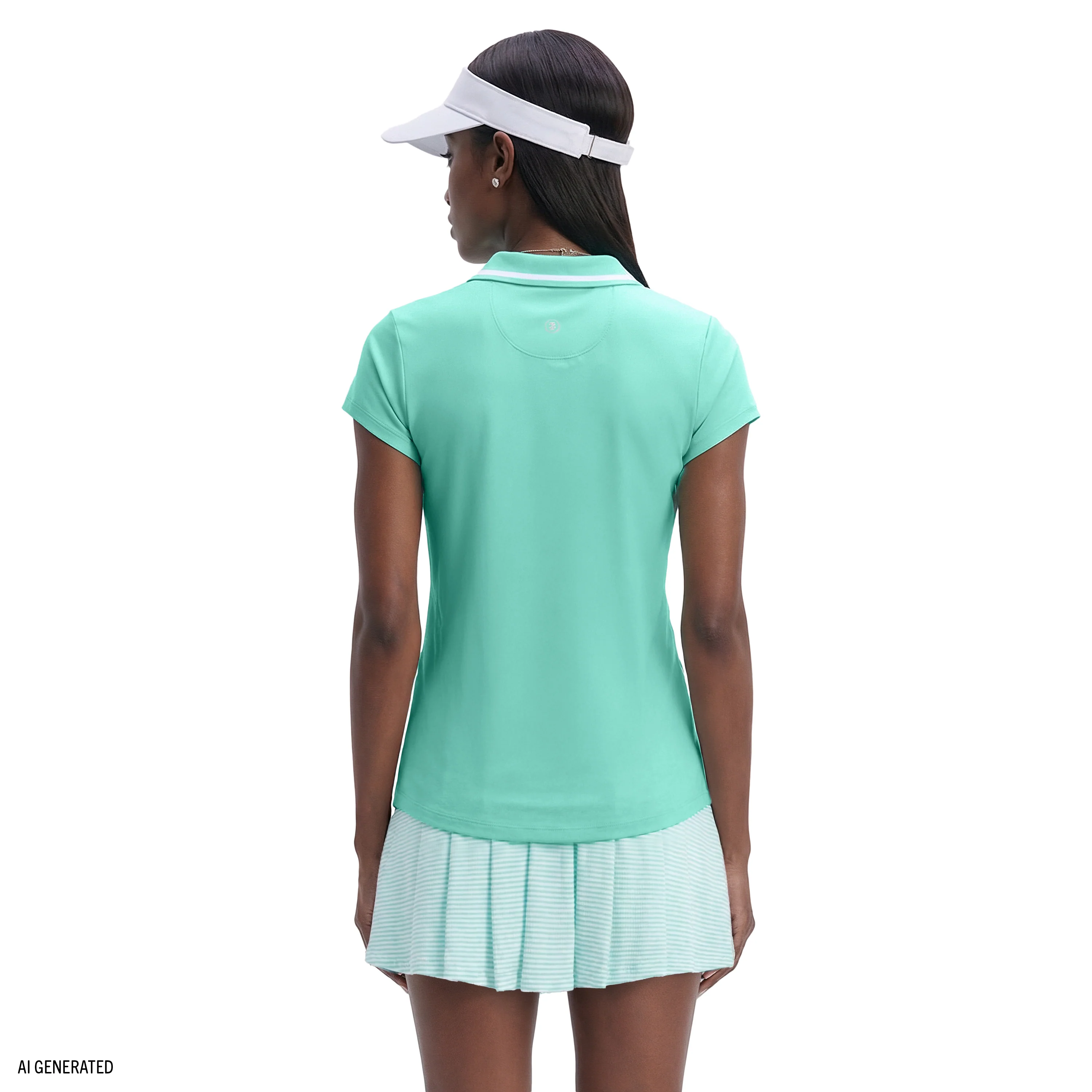 CHLOE COURTSIDE CAP SLEEVE POLO - ARUBA BLUE - Image 3