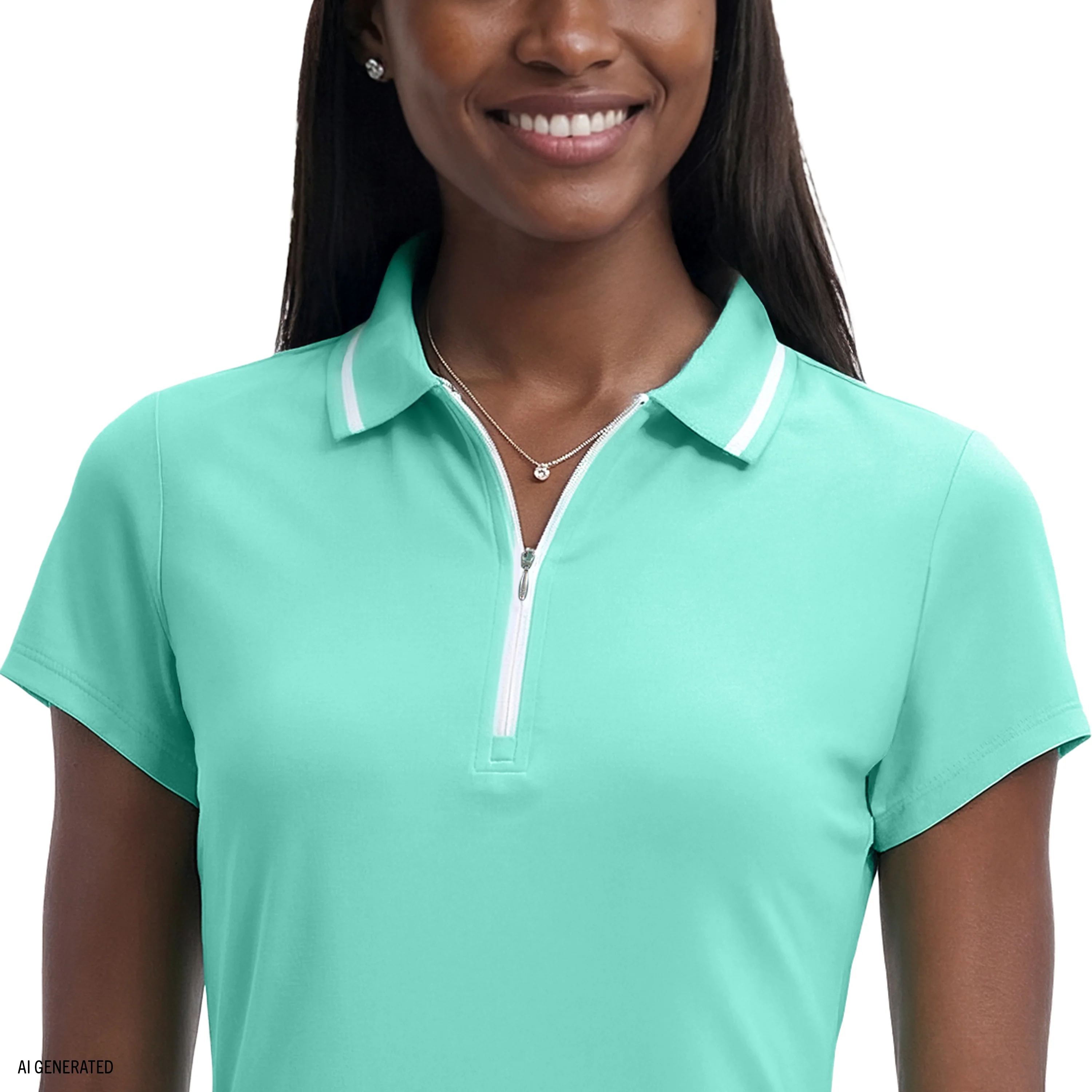 CHLOE COURTSIDE CAP SLEEVE POLO - ARUBA BLUE - Image 4