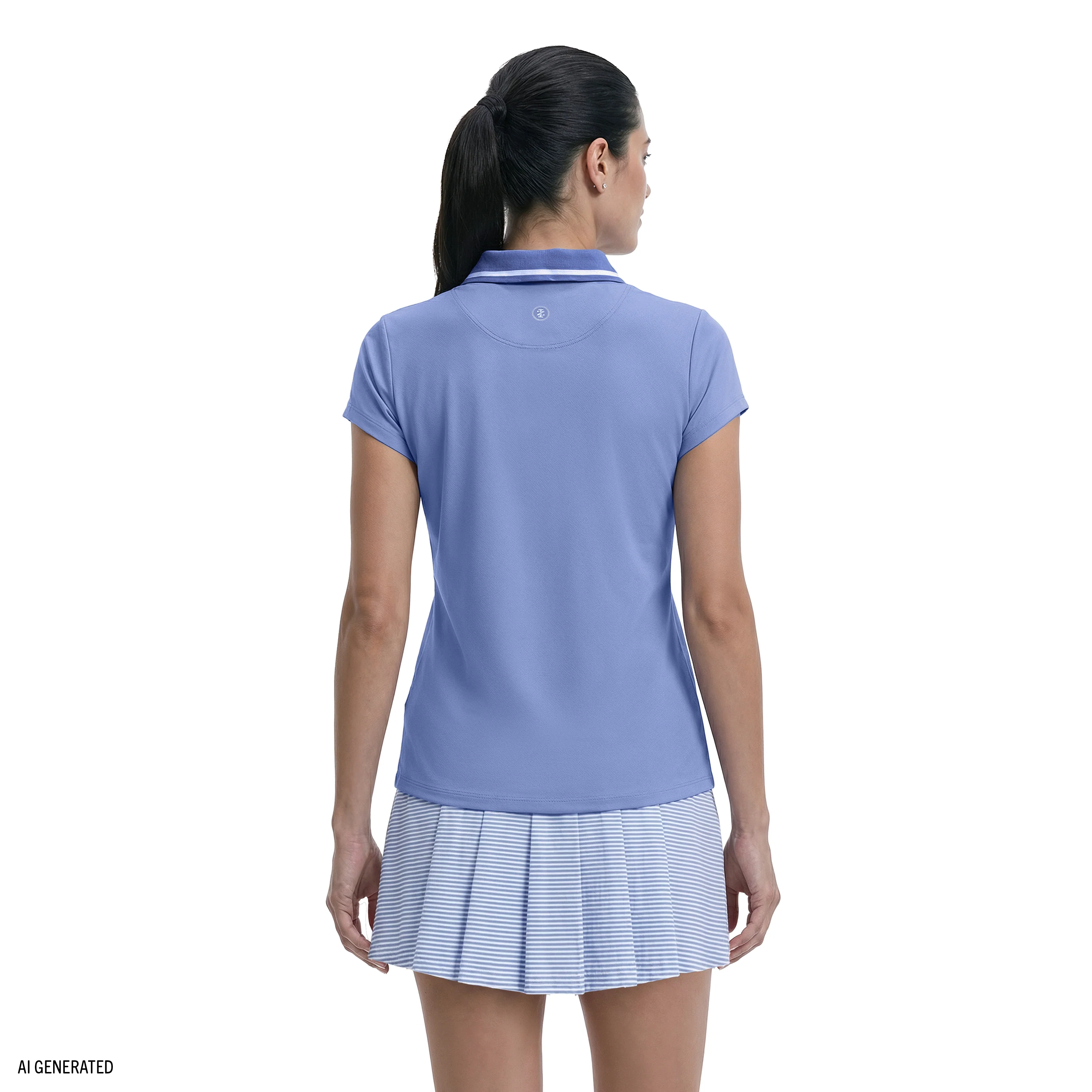 CHLOE COURTSIDE CAP SLEEVE POLO - HYDRANGEA - Image 3