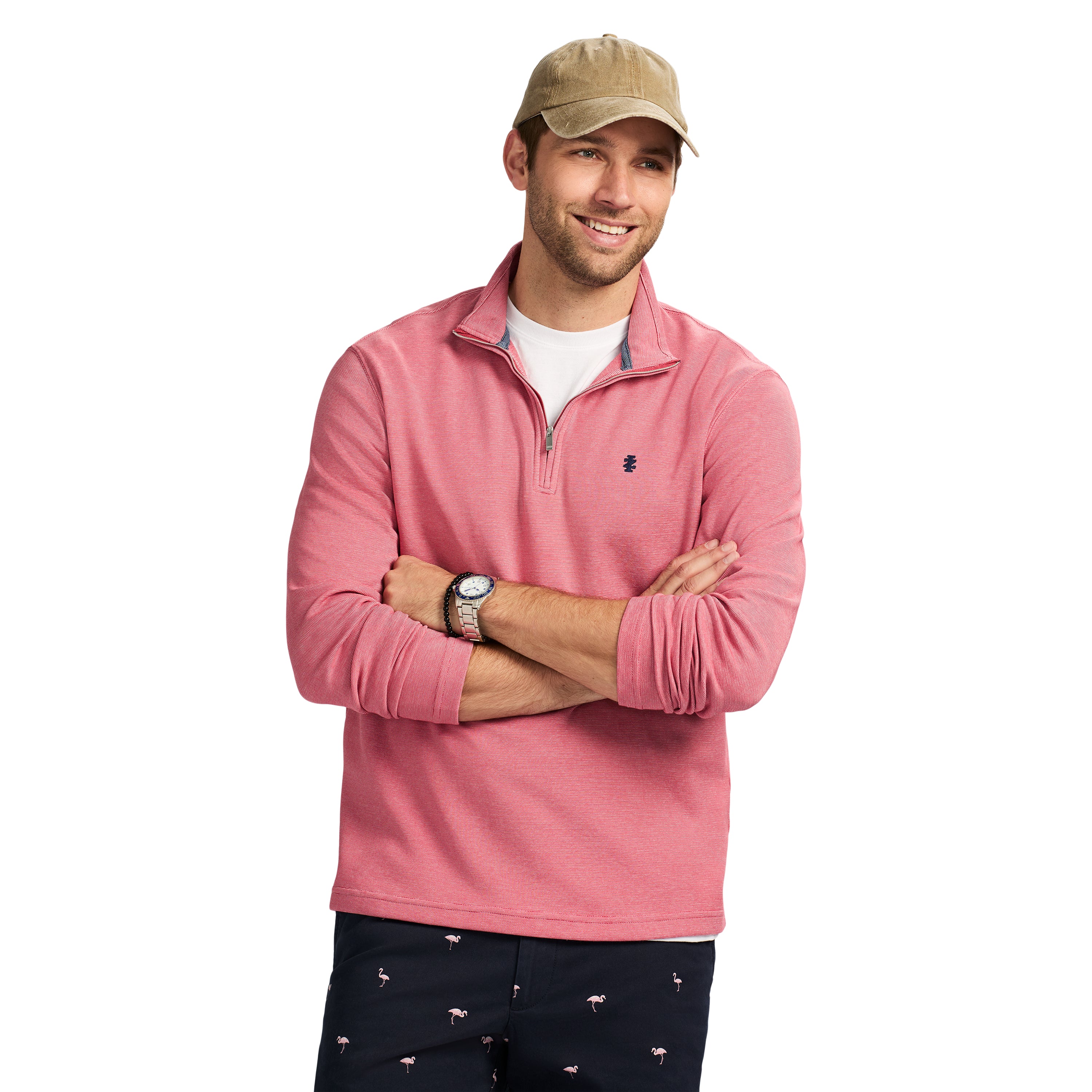 PERFORMANCE COMFORT FEEDER STRIPE 1/4 ZIP - HOLLY BERRY - Image 4