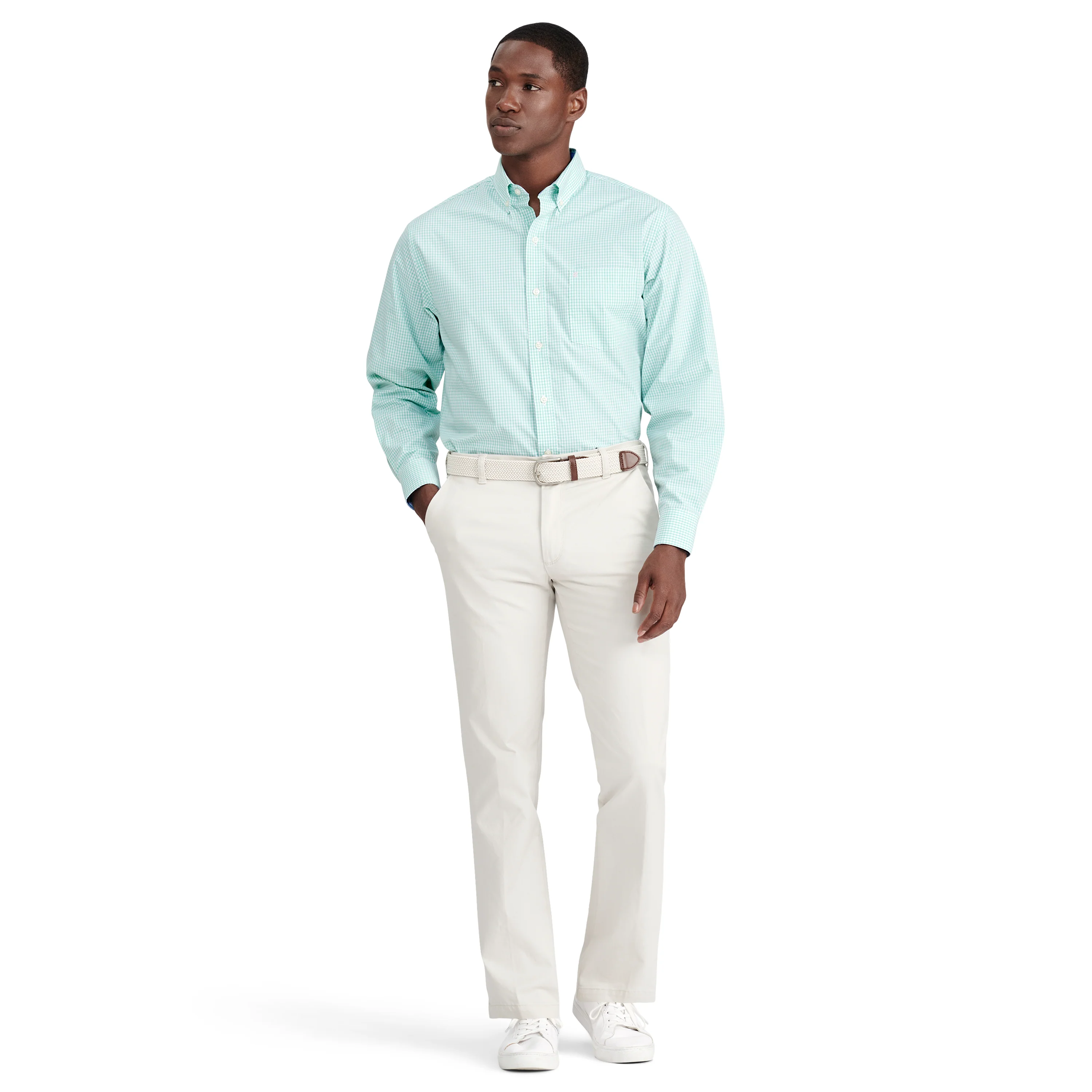 PERFORMANCE FLAT FRONT CHINO PANTS STRAIGHT - WARM PEARL - Image 4
