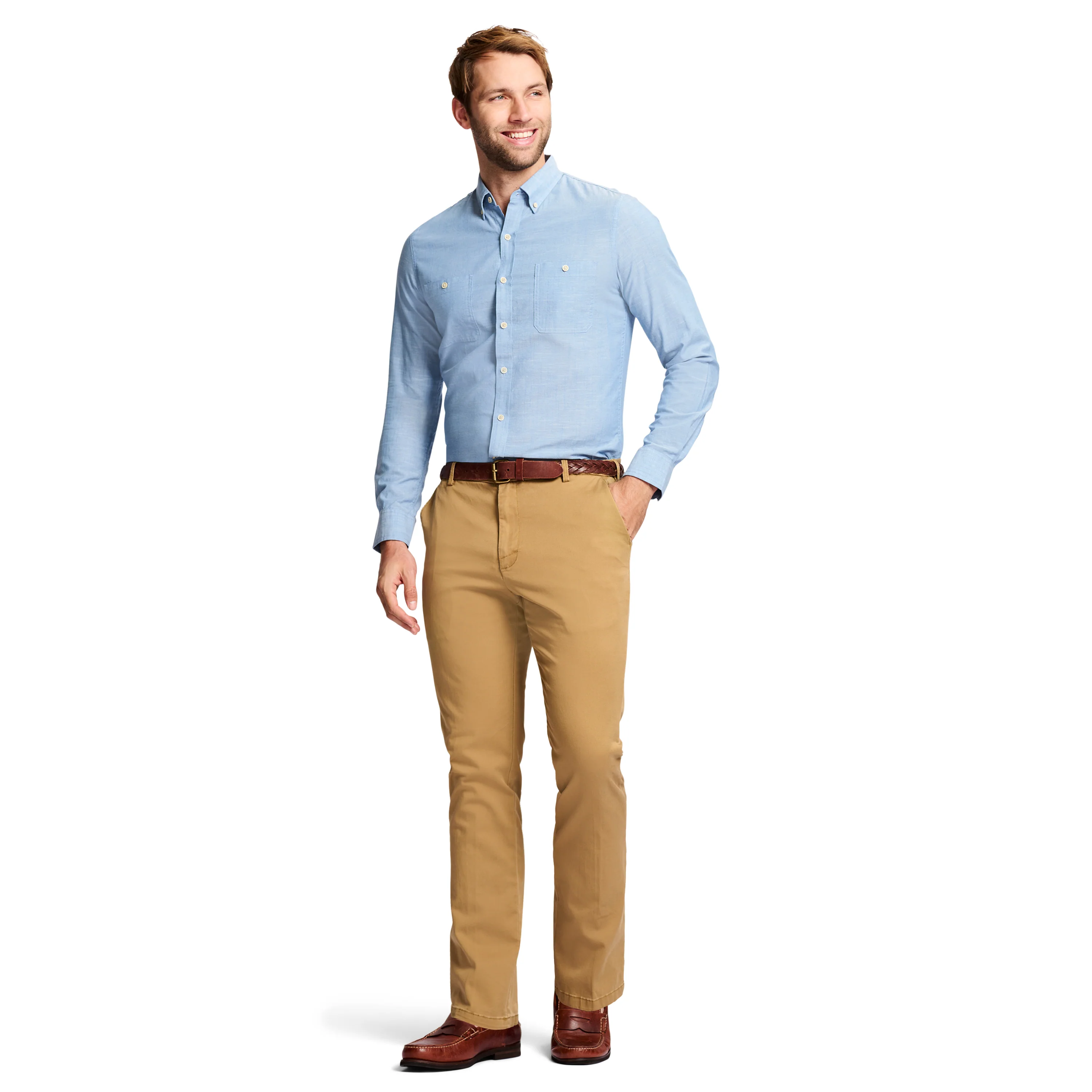 SALTWATER FLAT FRONT CHINO PANT STRAIGHT - COGNAC - Image 4