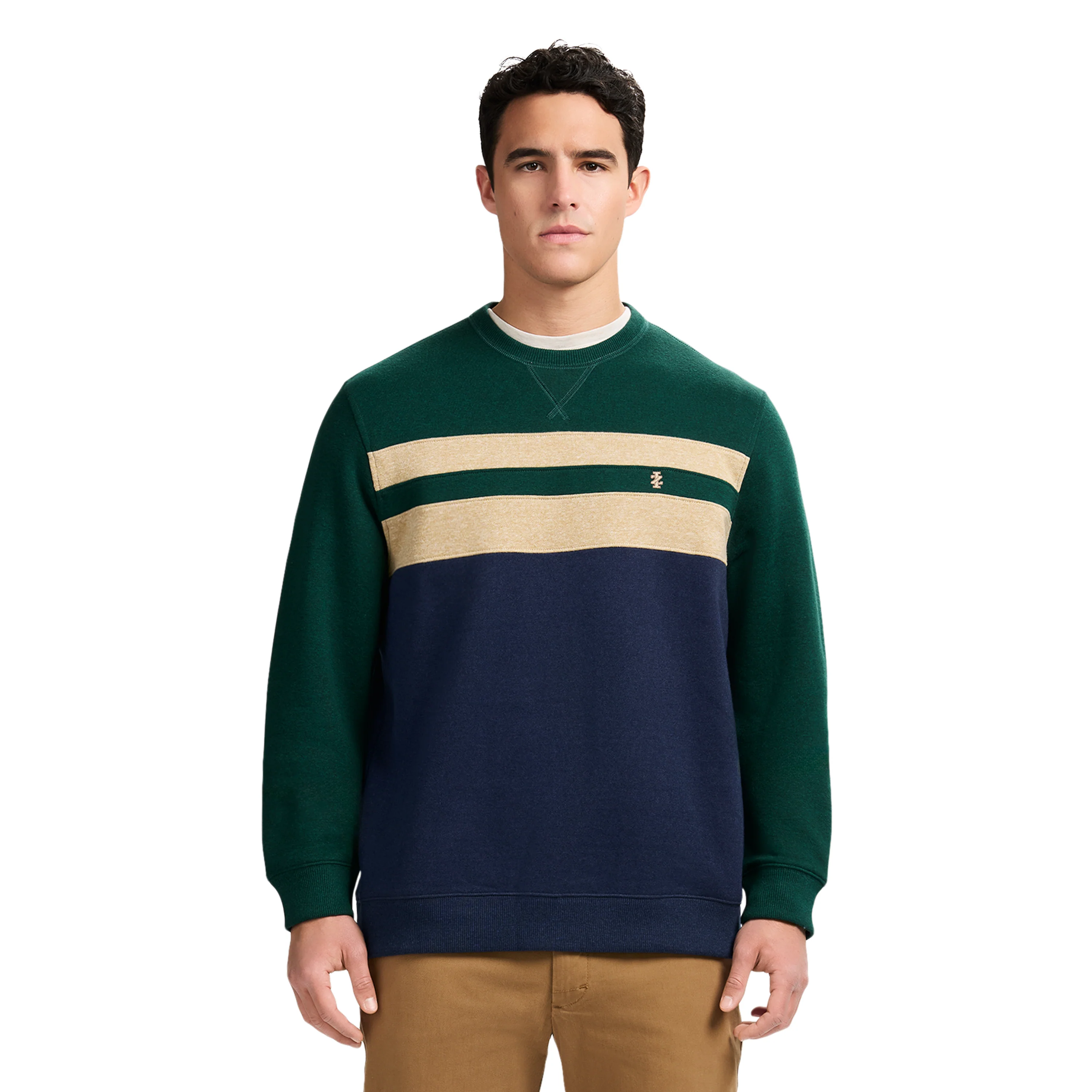 ADVANTAGE PERFORMANCE COLORBLOCK CREWNECK FLEECE - RAIN FOREST