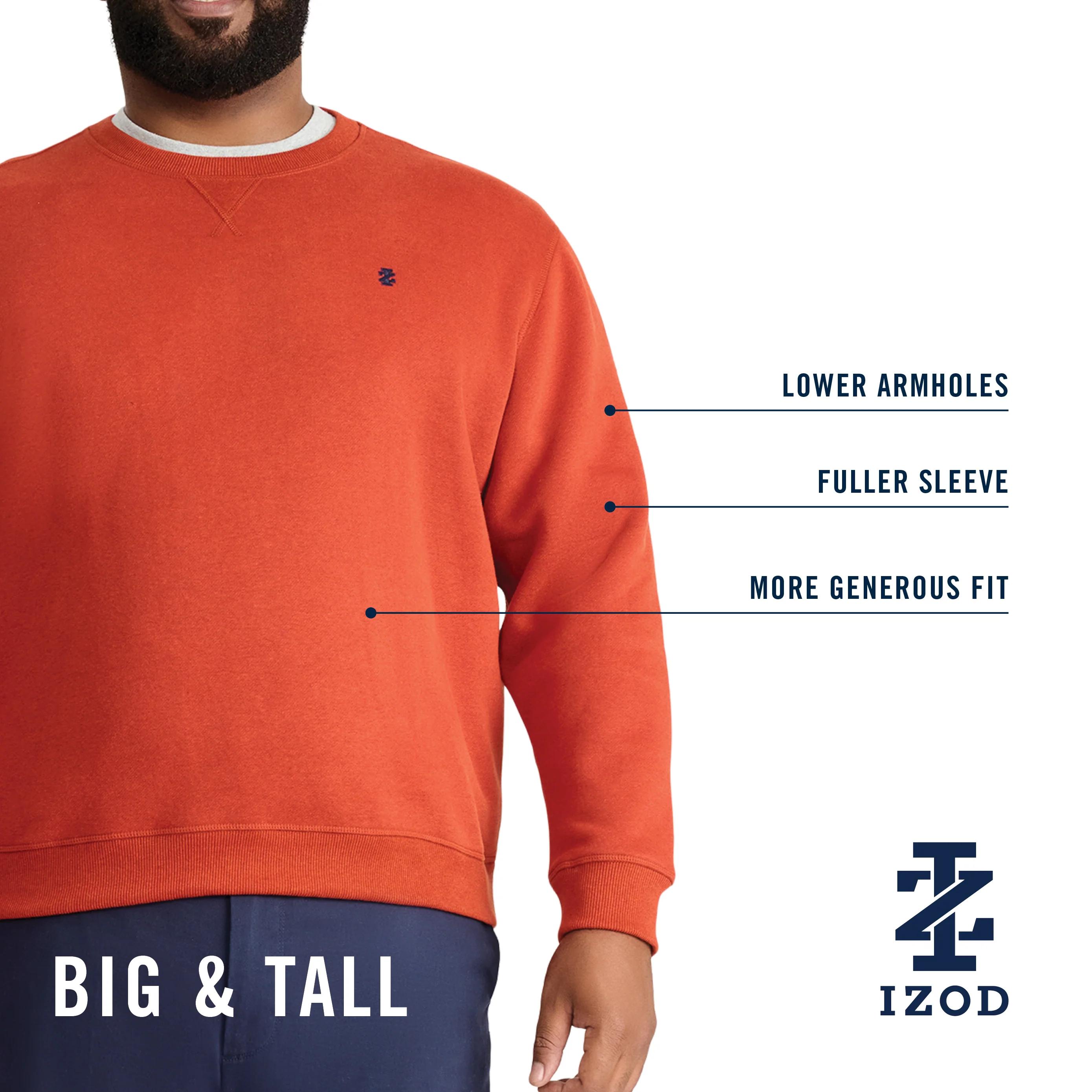 BIG & TALL ADVANTAGE PERFORMANCE CREWNECK FLEECE - NAVY BLAZER - Image 5