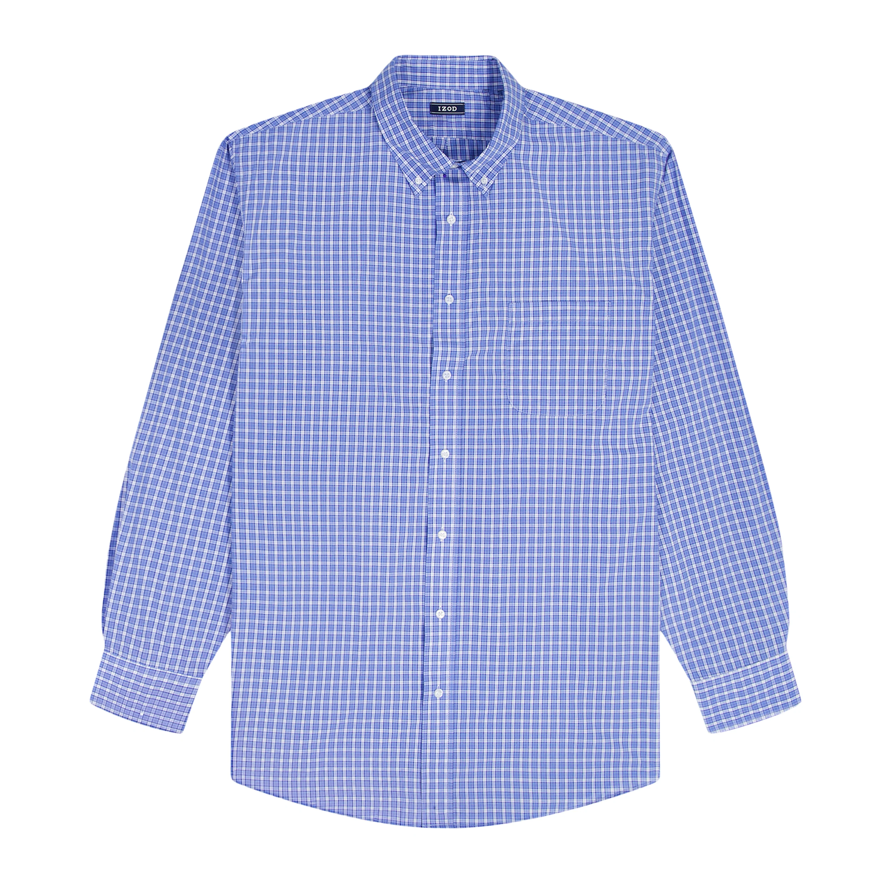 BIG & TALL ALL-OVER STRETCH L/S PLAID BUTTON-DOWN DRESS SHIRT - ULTRAMARINE - Image 6