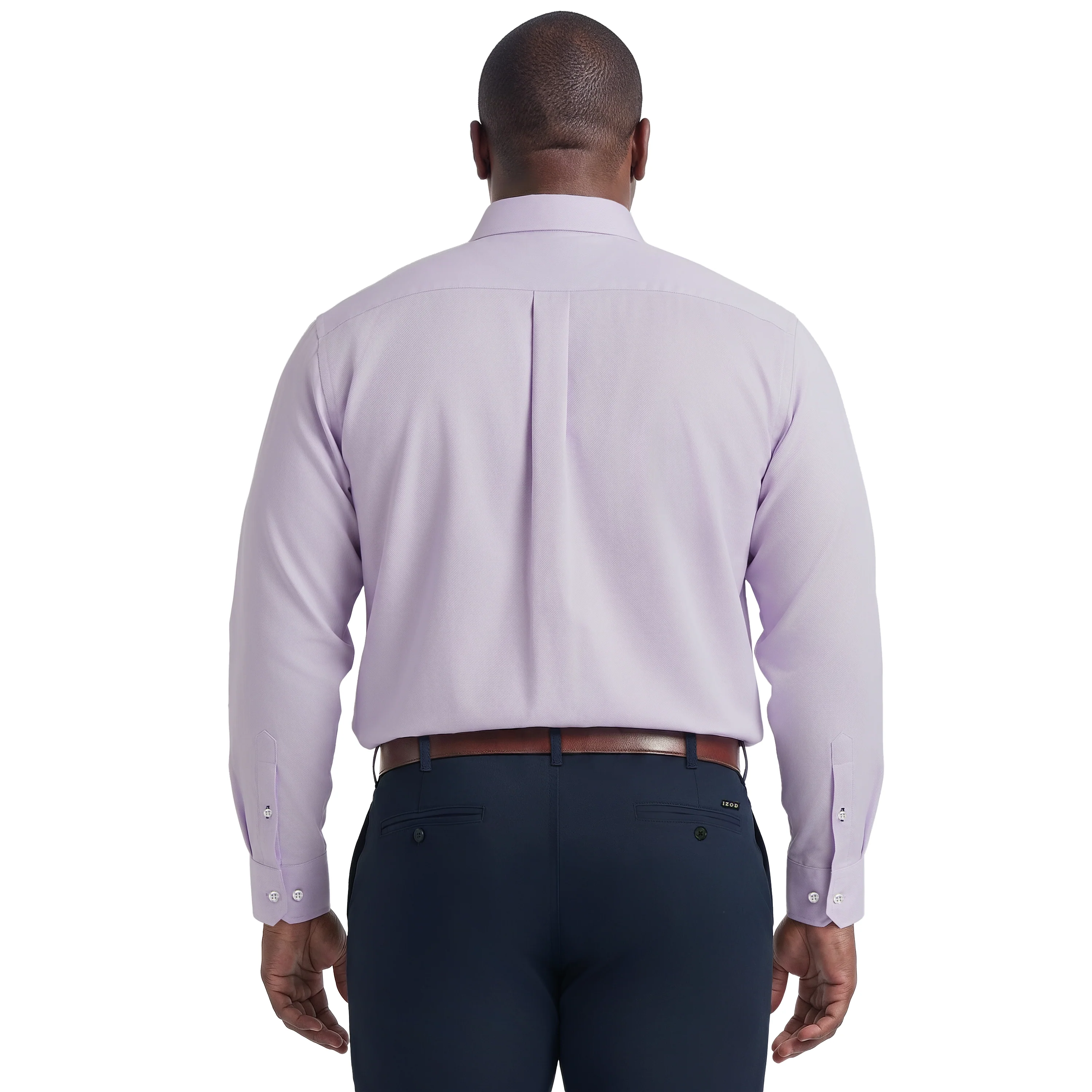 BIG & TALL ROYAL TEXTURE L/S BUTTON-DOWN DRESS SHIRT - PASTEL LILAC - Image 5