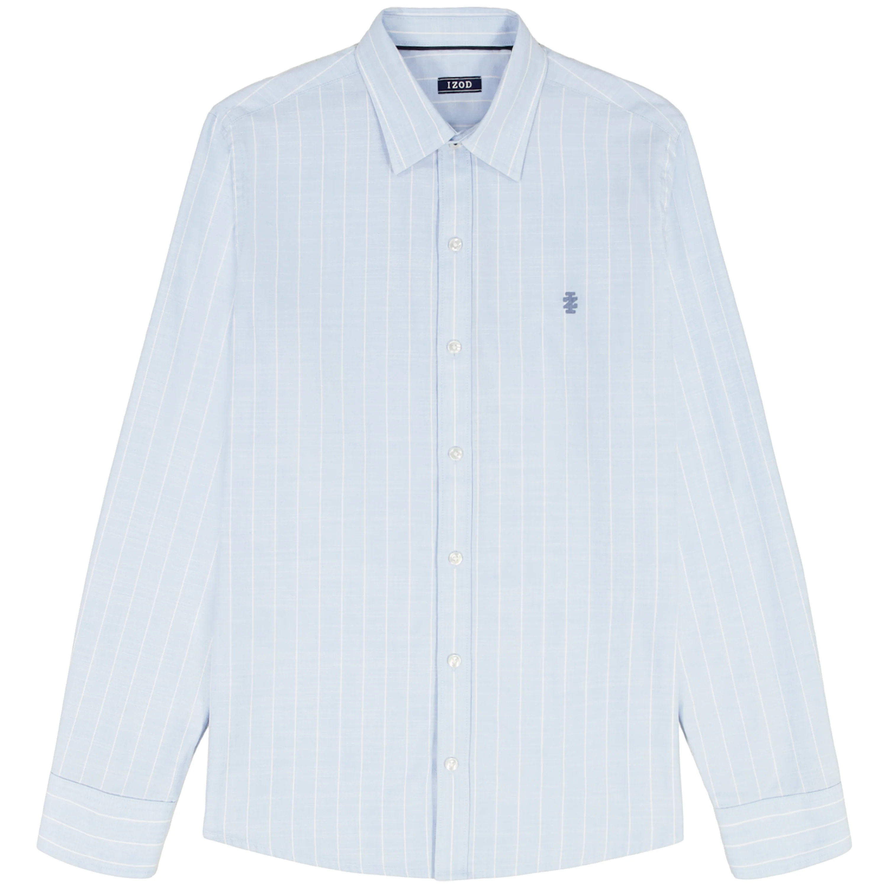 BIG & TALL LUXURY SPORT L/S BUTTON-DOWN SHIRT - CHAMBRAY BLUE - Image 5
