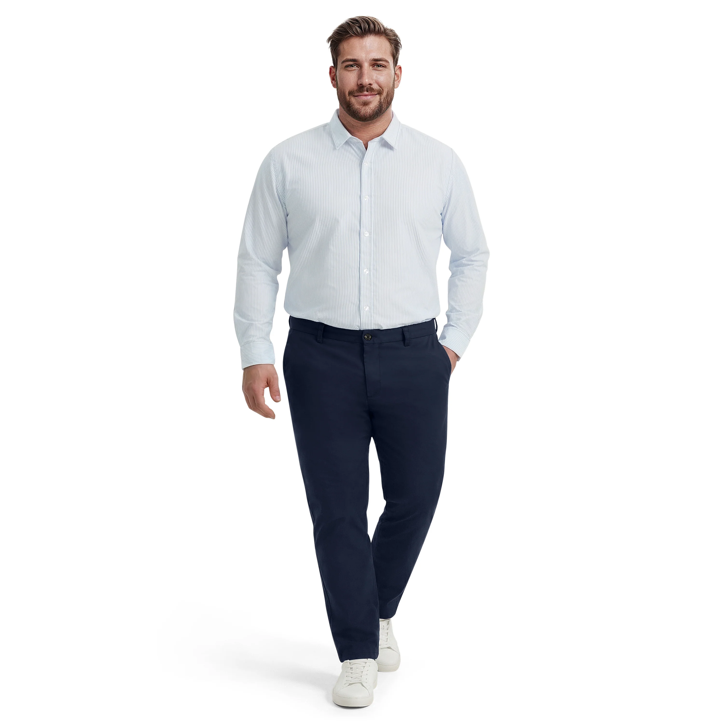 BIG & TALL LUXURY SPORT L/S BUTTON-DOWN SHIRT - WASABI - Image 2