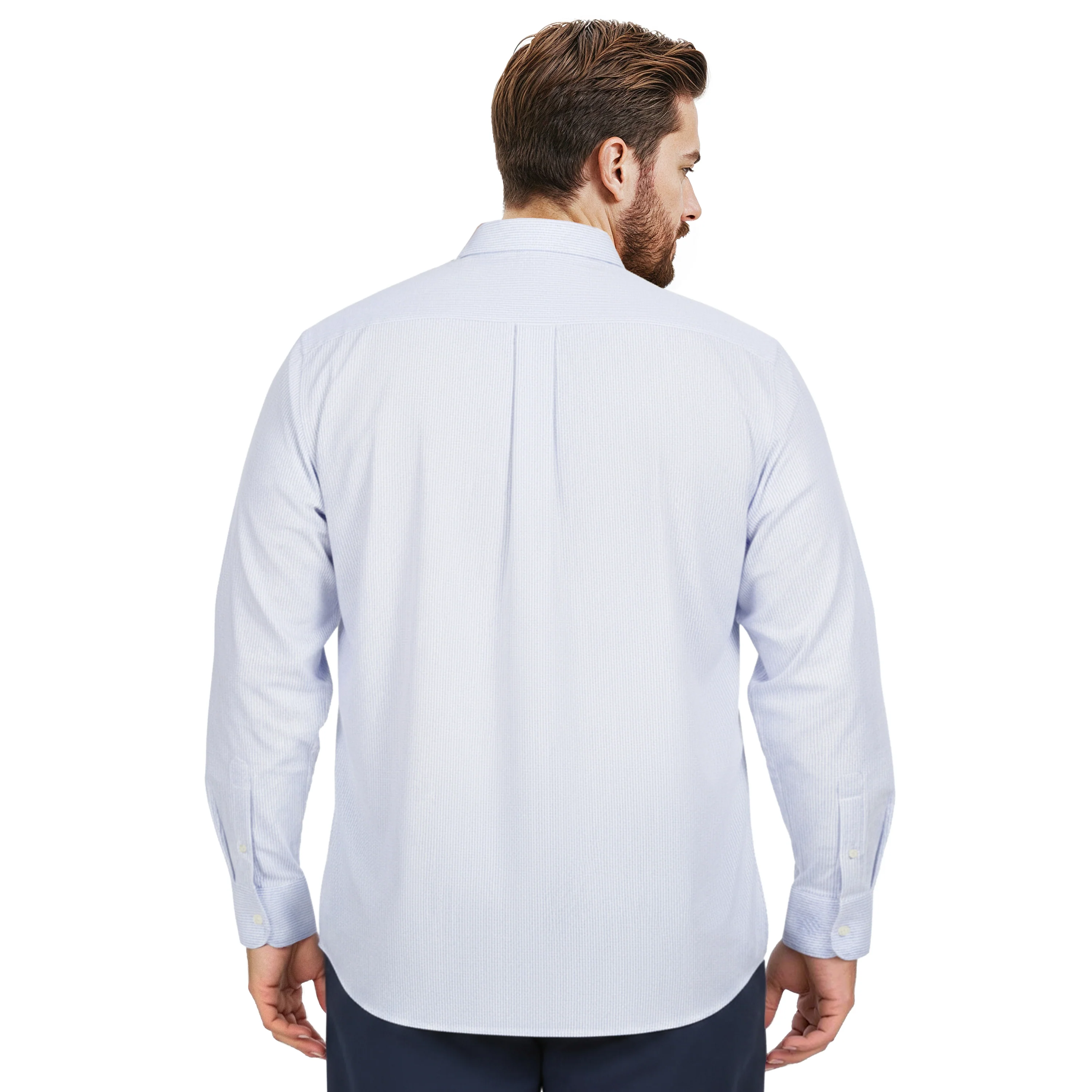 BIG & TALL LUXURY SPORT L/S STRIPED SHIRT - PLACID BLUE - Image 3