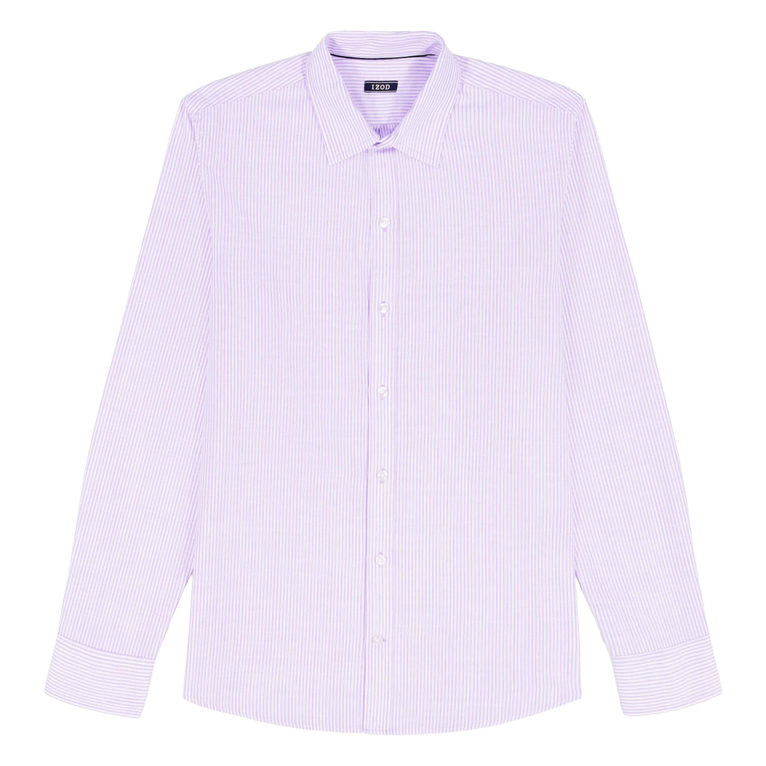 BIG & TALL LUXURY SPORT L/S STRIPED SHIRT - PASTEL LILAC - Image 4