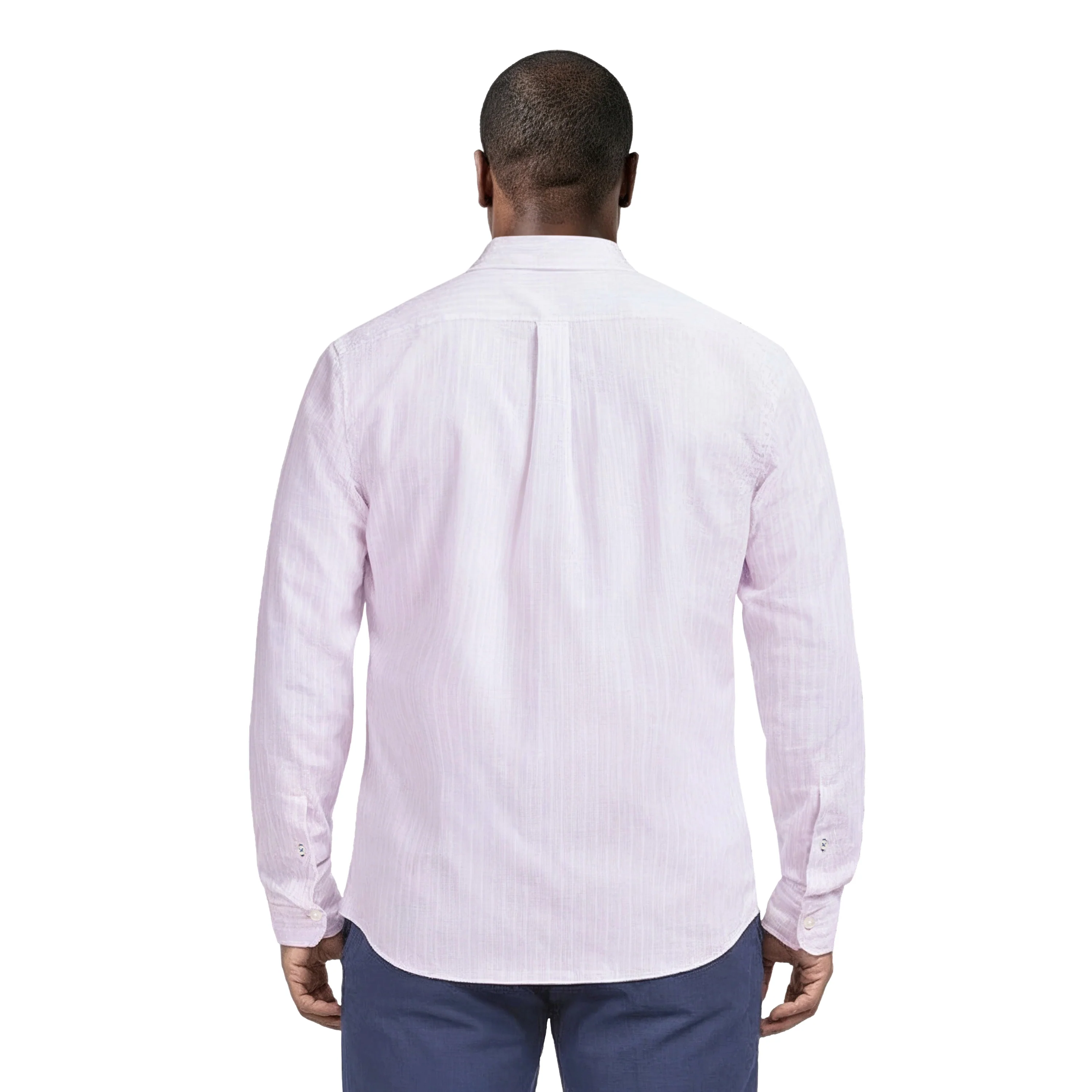 BIG & TALL LUXURY SPORT L/S STRIPED SHIRT - ROSE SHADOW - Image 3
