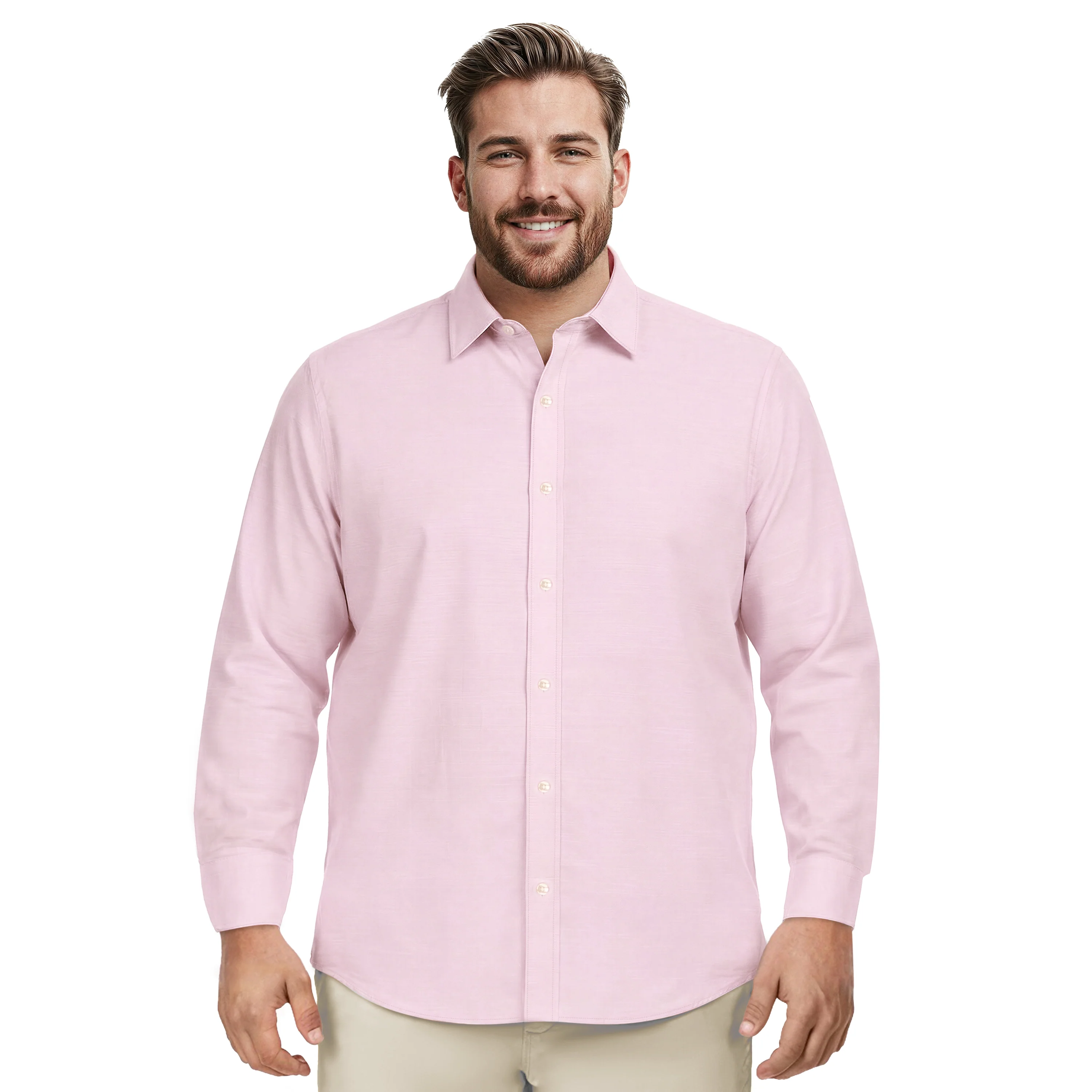 BIG & TALL LUXURY SPORT L/S BUTTON-DOWN SHIRT - PASTEL LILAC