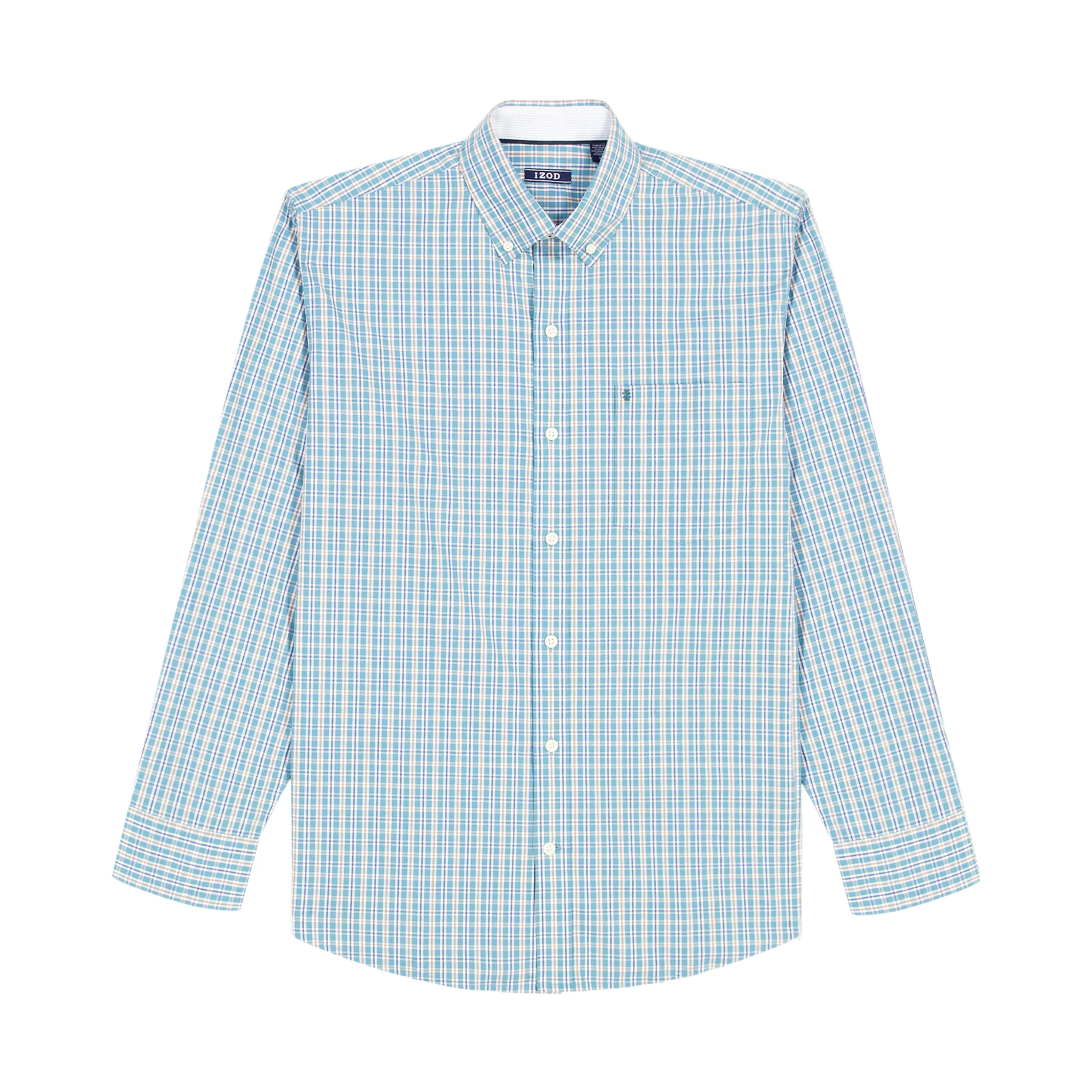 BIG & TALL PERFORMANCE COMFORT L/S PLAID BUTTON-DOWN SHIRT - LARKSPUR - Image 4