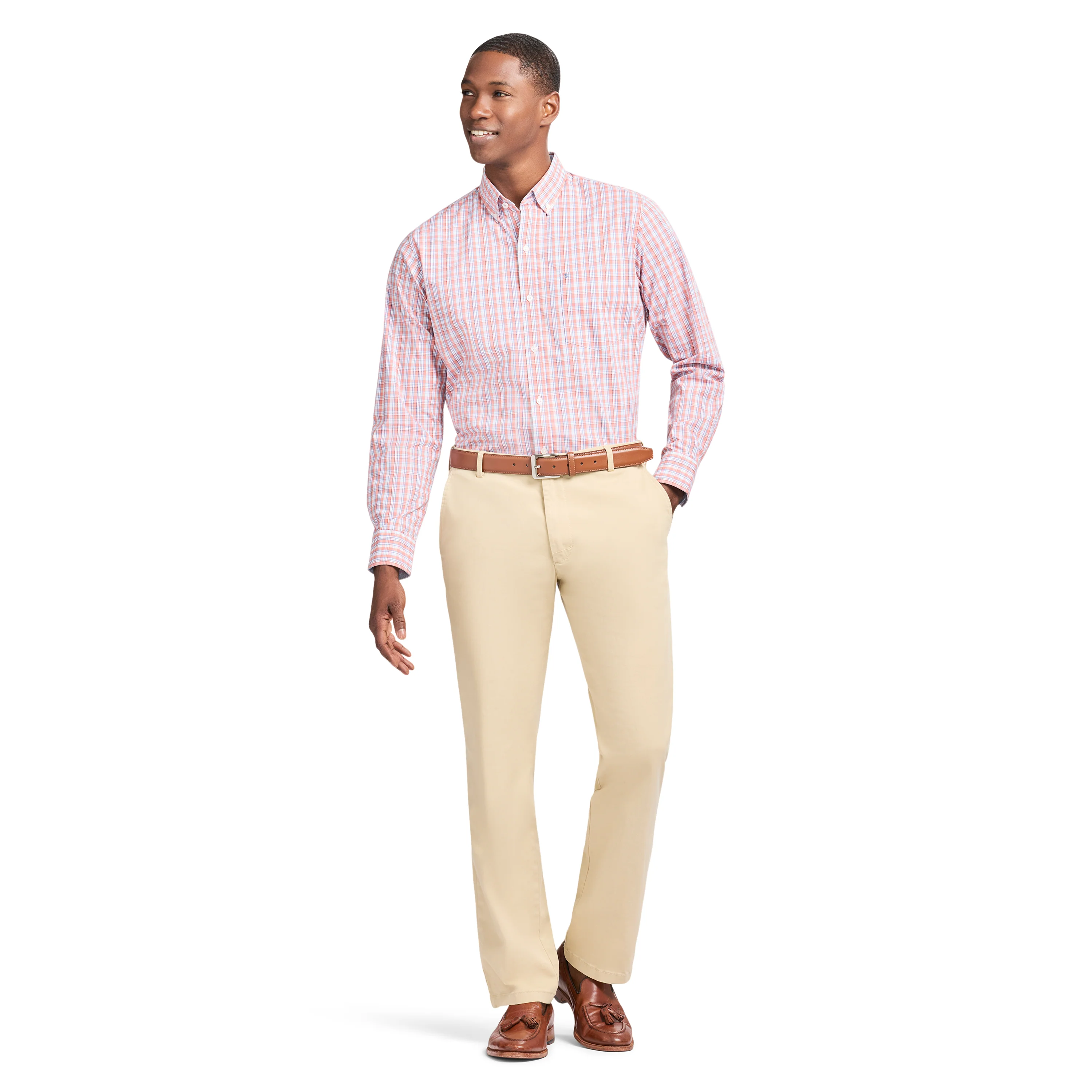PERFORMANCE COMFORT L/S PLAID SHIRT - CORAL ROSE - Image 2