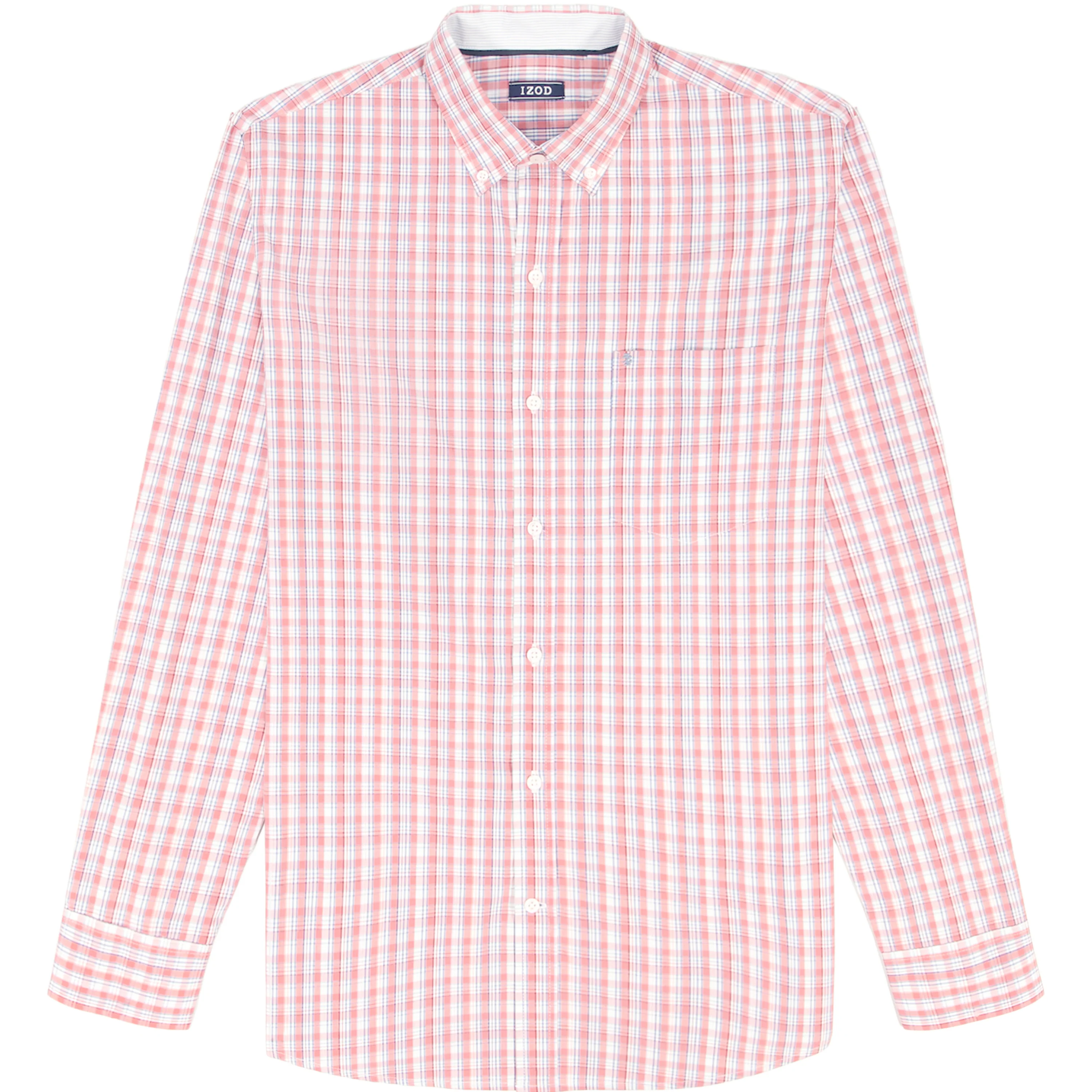 BIG & TALL PERFORMANCE COMFORT L/S BUTTON-DOWN SHIRT - CORAL ROSE - Image 5