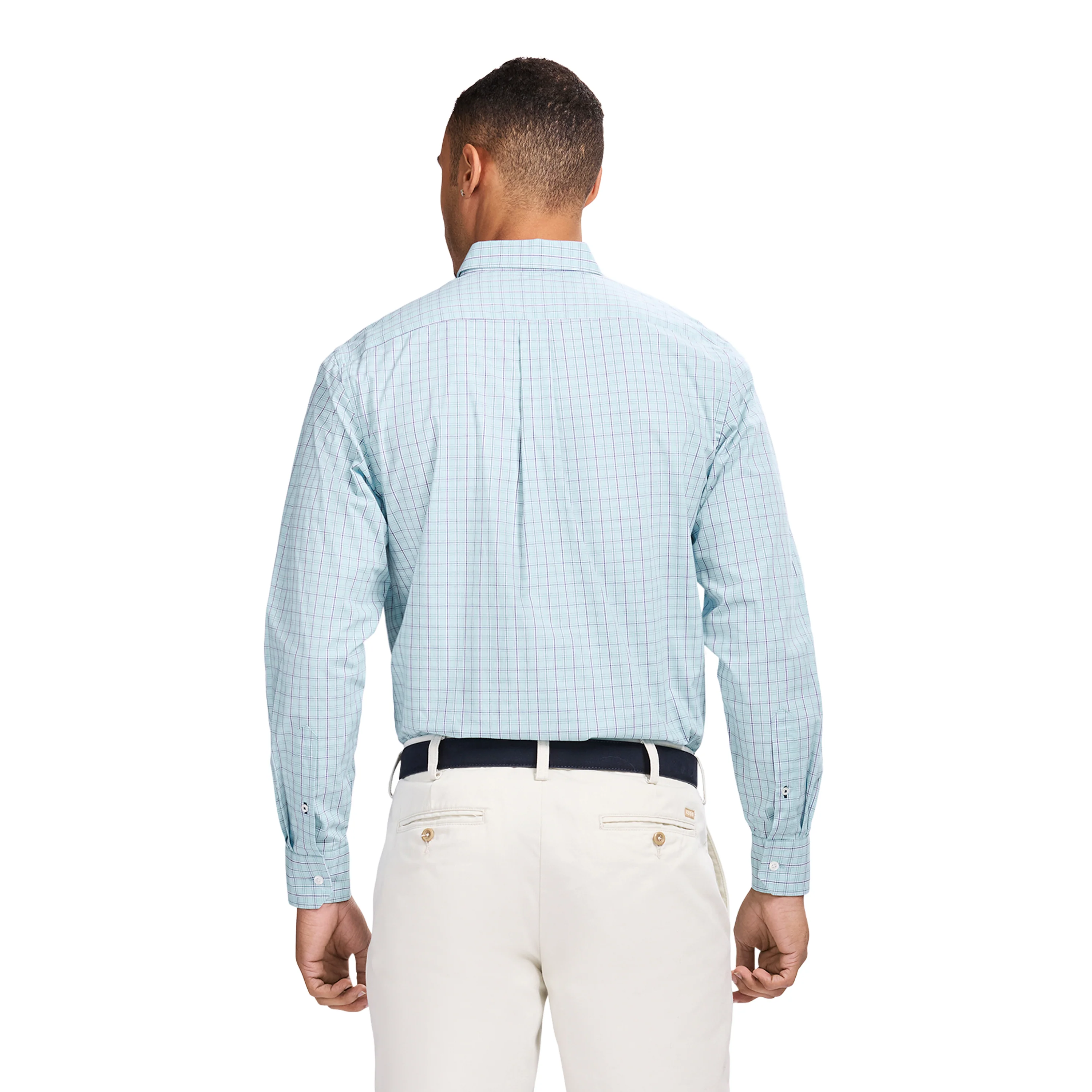 PERFORMANCE COMFORT L/S PLAID BUTTON-DOWN SHIRT - TANAGER TURQUOISE - Image 3
