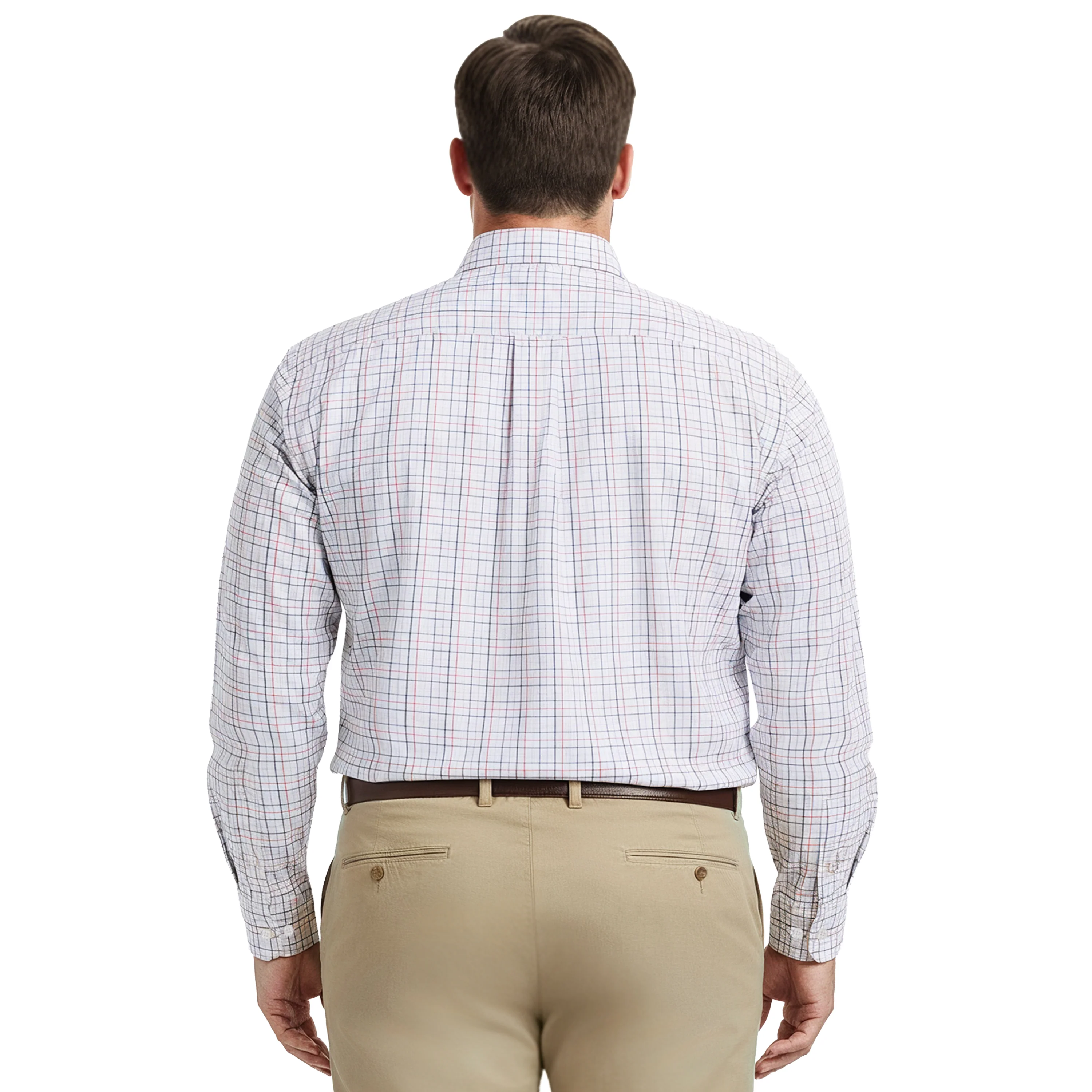 BIG & TALL PERFORMANCE COMFORT L/S PLAID BUTTON-DOWN SHIRT - FANDANGO PINK - Image 3