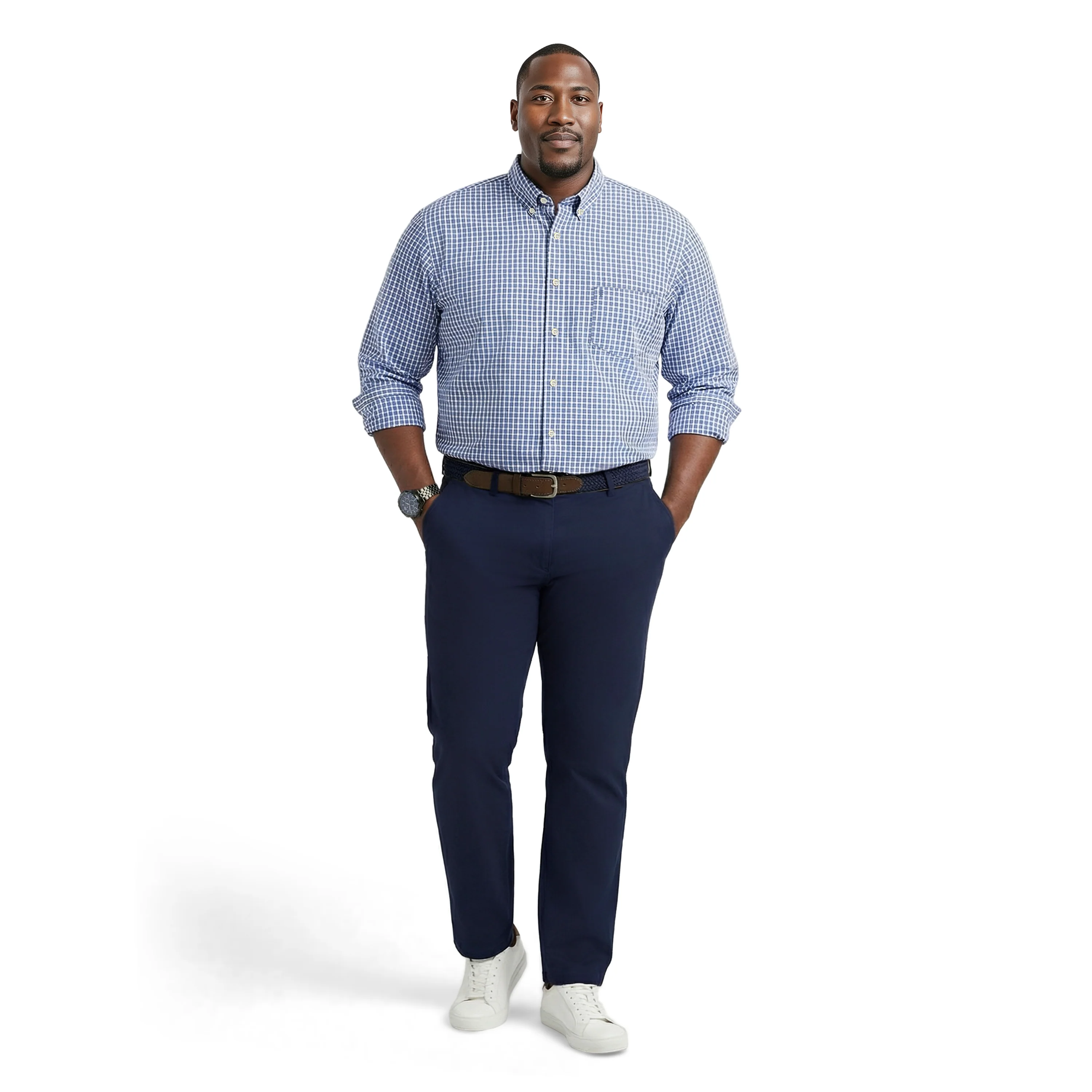 BIG & TALL PERFORMANCE COMFORT L/S BUTTON-DOWN SHIRT - REGATTA - Image 2