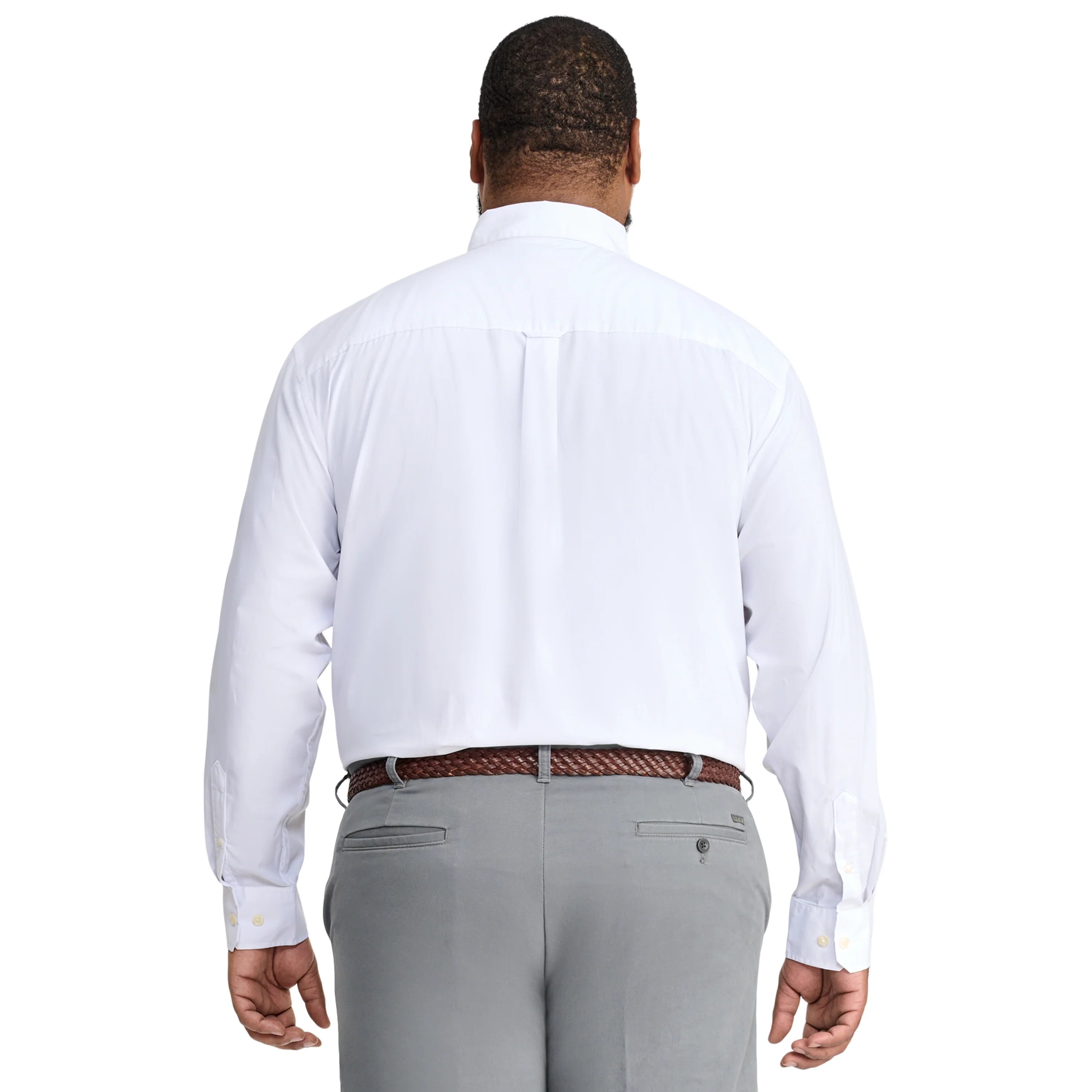 BIG & TALL PERFORMANCE COMFORT L/S BUTTON-DOWN SHIRT - BRIGHT WHITE - Image 3