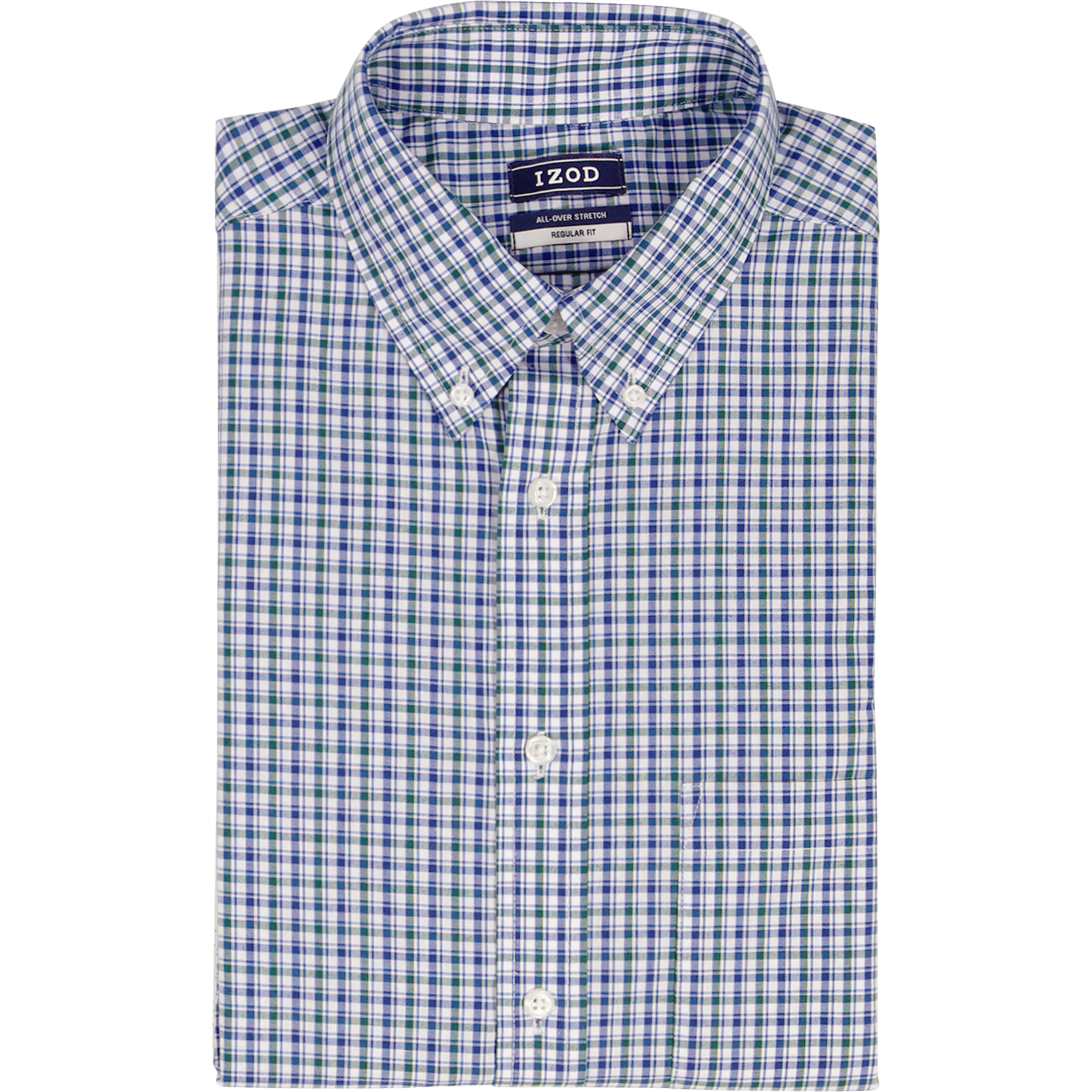 ALL-OVER STRETCH L/S PLAID BUTTON-DOWN DRESS SHIRT - BAYBERRY