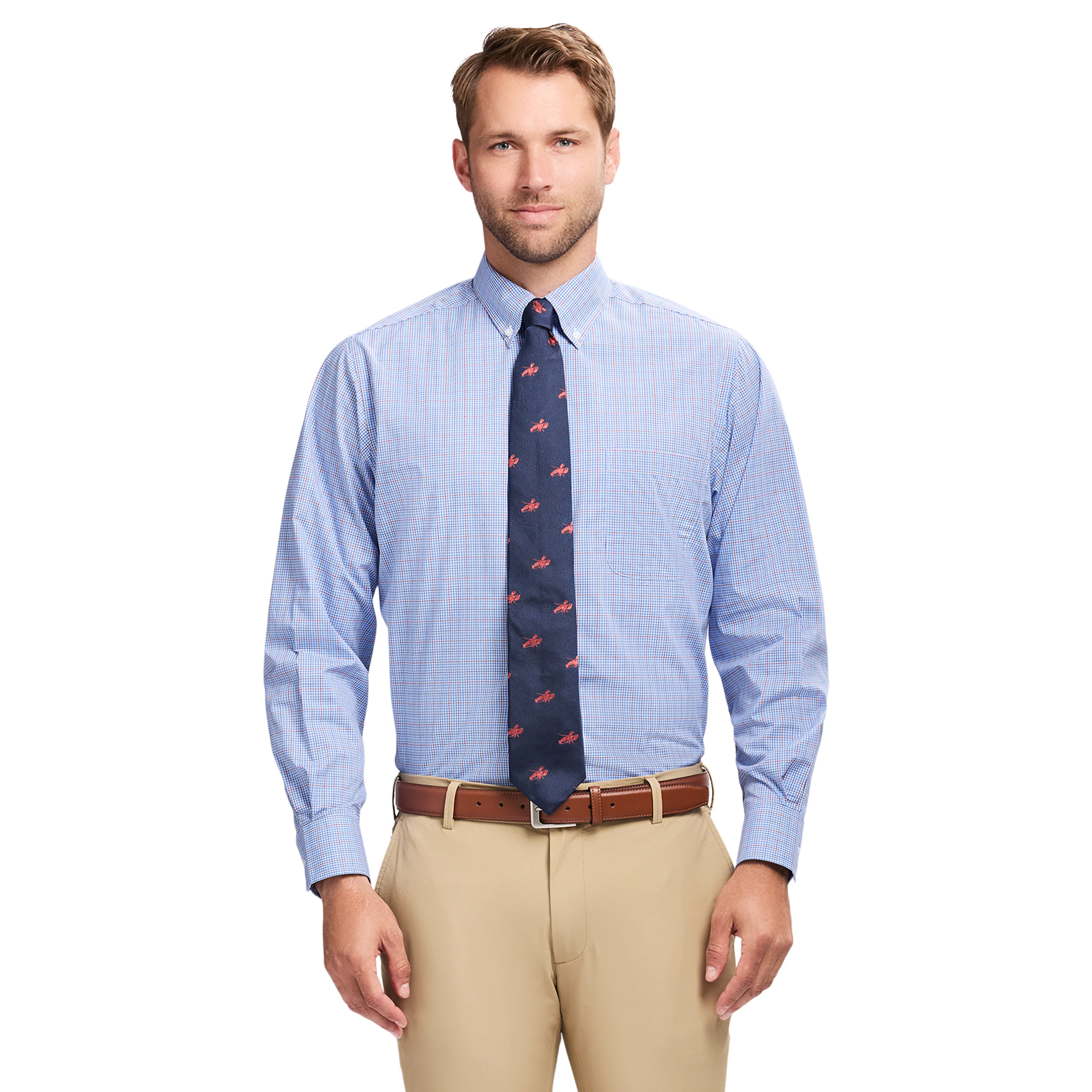 ALL-OVER STRETCH L/S PLAID BUTTON-DOWN DRESS SHIRT - SODALITE BLUE - Image 2
