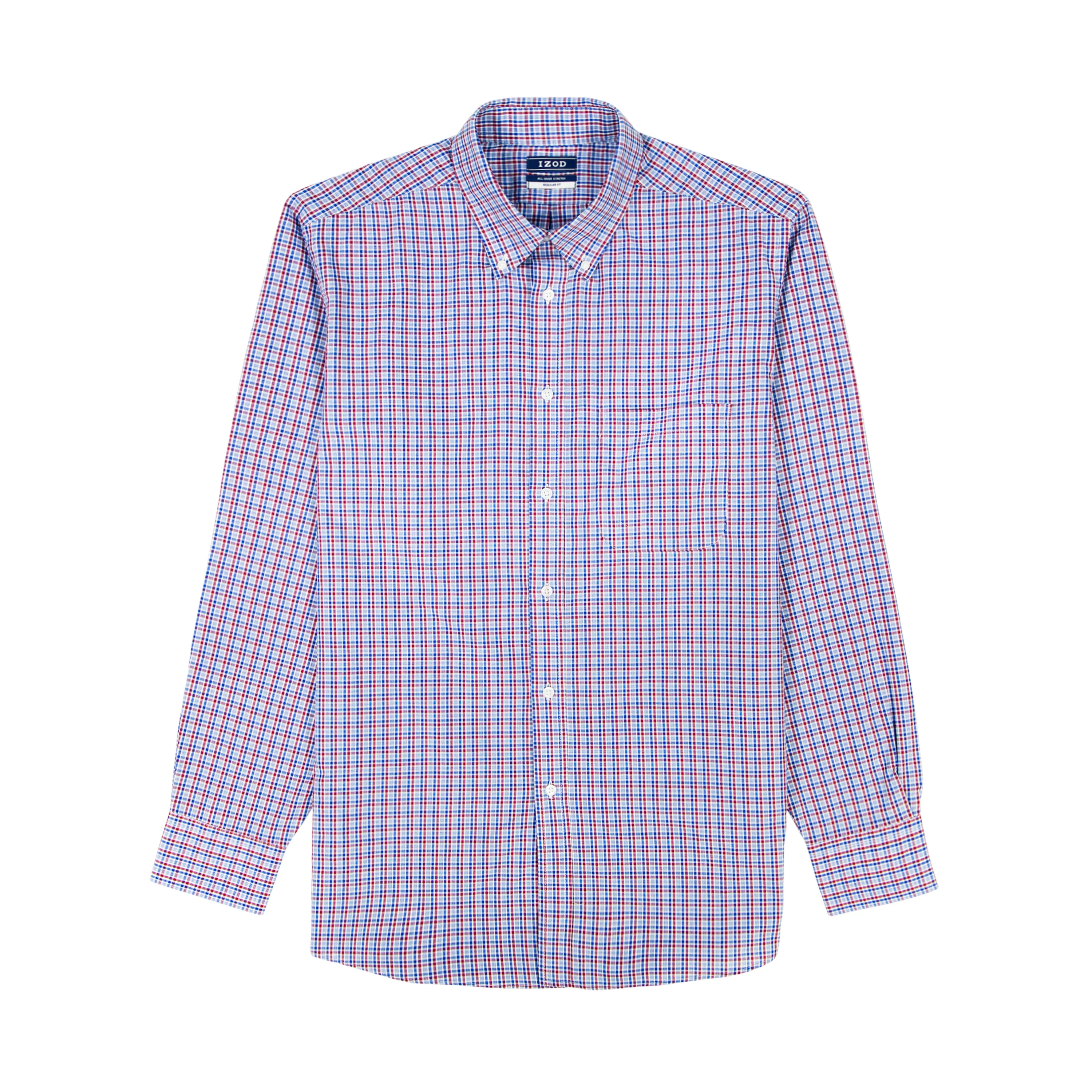 ALL-OVER STRETCH L/S PLAID BUTTON-DOWN DRESS SHIRT - BIKING RED - Image 5
