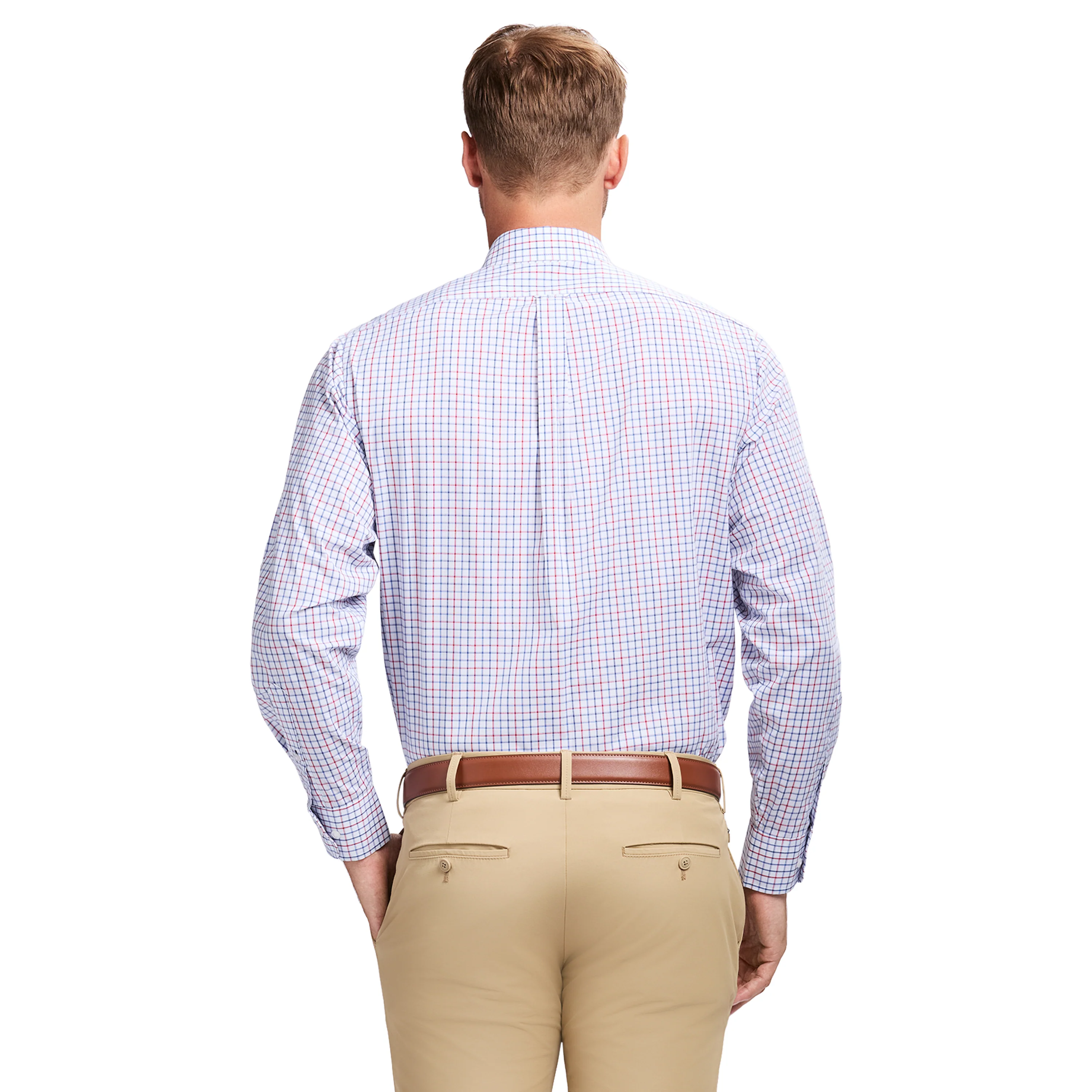 ALL-OVER STRETCH L/S PLAID BUTTON-DOWN DRESS SHIRT - CHILLI PEPPER - Image 4