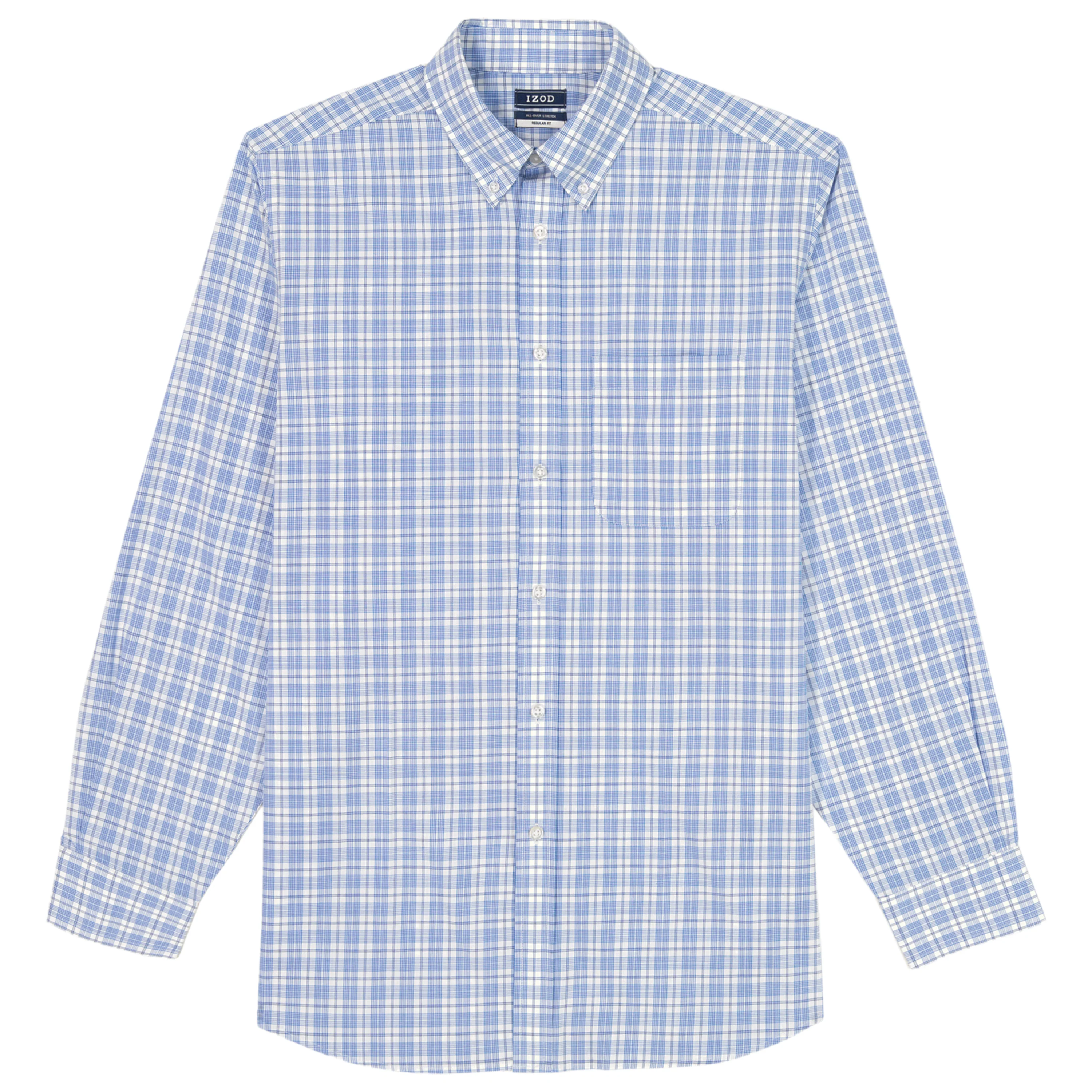 ALL-OVER STRETCH L/S PLAID BUTTON-DOWN DRESS SHIRT - CHAMBRAY BLUE - Image 6