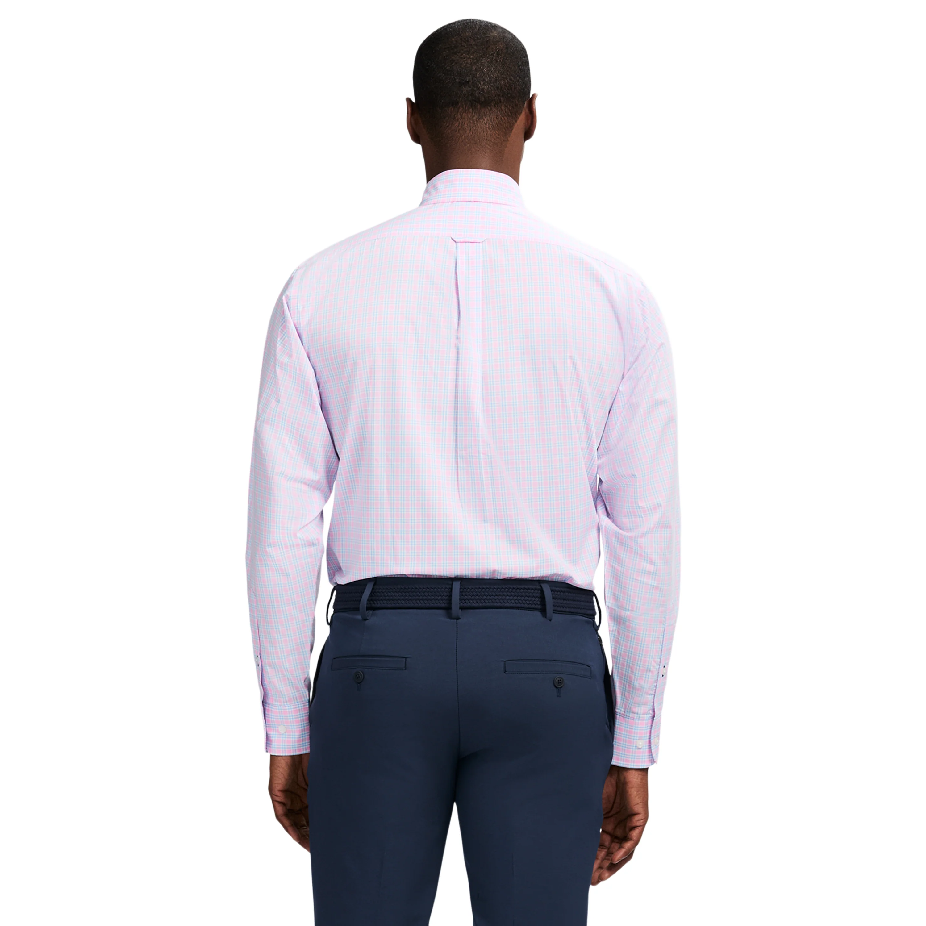 ALL-OVER STRETCH L/S PLAID BUTTON-DOWN DRESS SHIRT - LILAC SACHET - Image 3