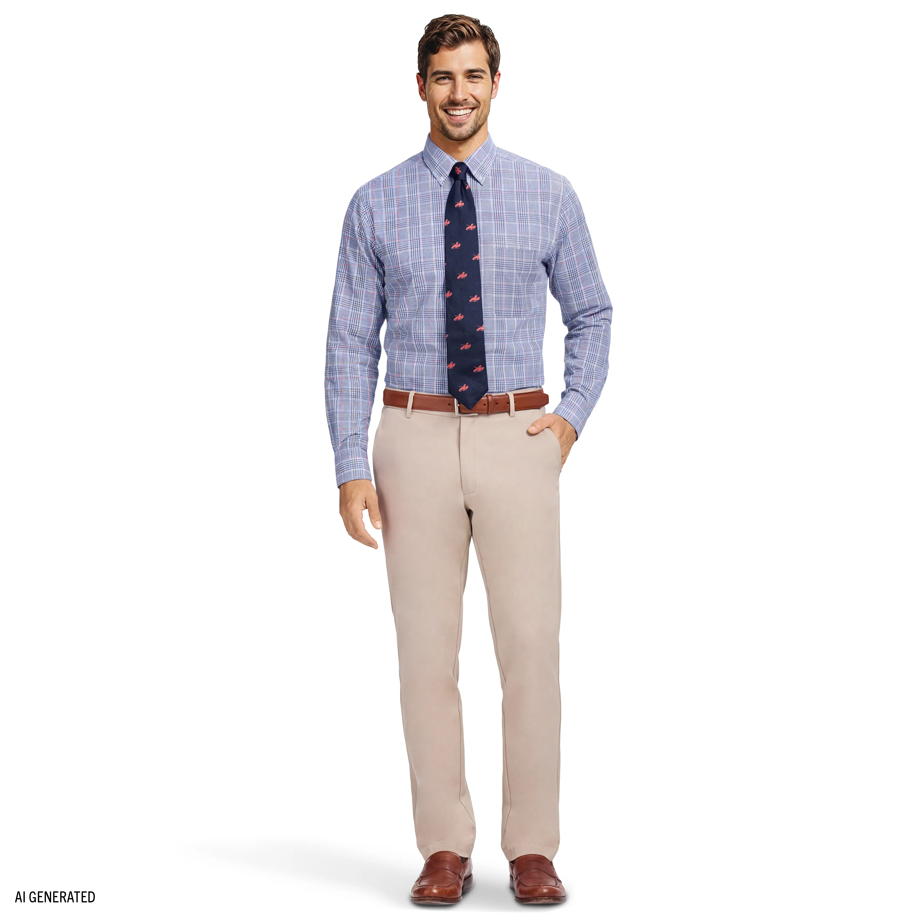ALL-OVER STRETCH L/S PLAID BUTTON-DOWN DRESS SHIRT - ULTRAMARINE - Image 3
