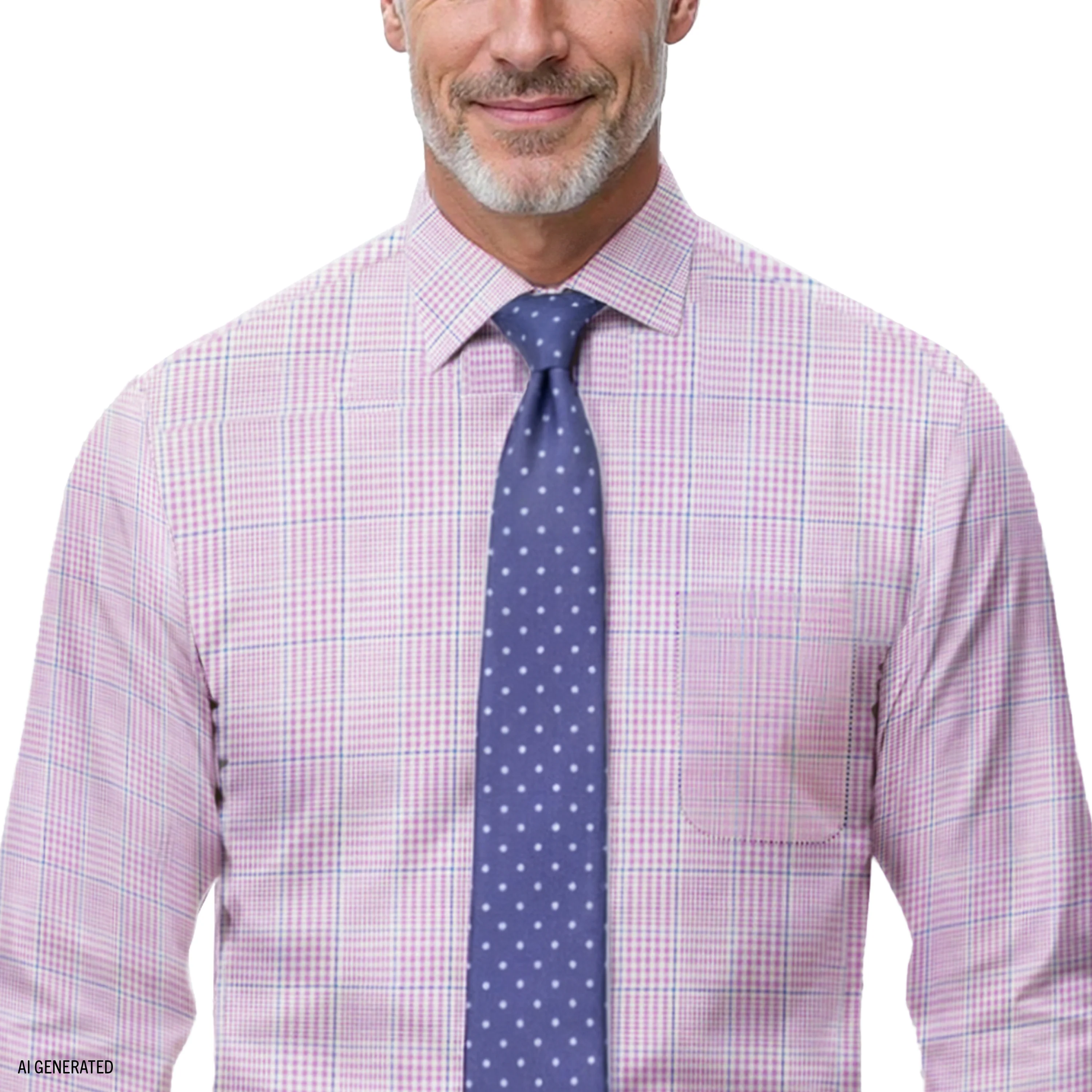 ALL-OVER STRETCH L/S PLAID BUTTON-DOWN DRESS SHIRT - SHEER LILAC - Image 5