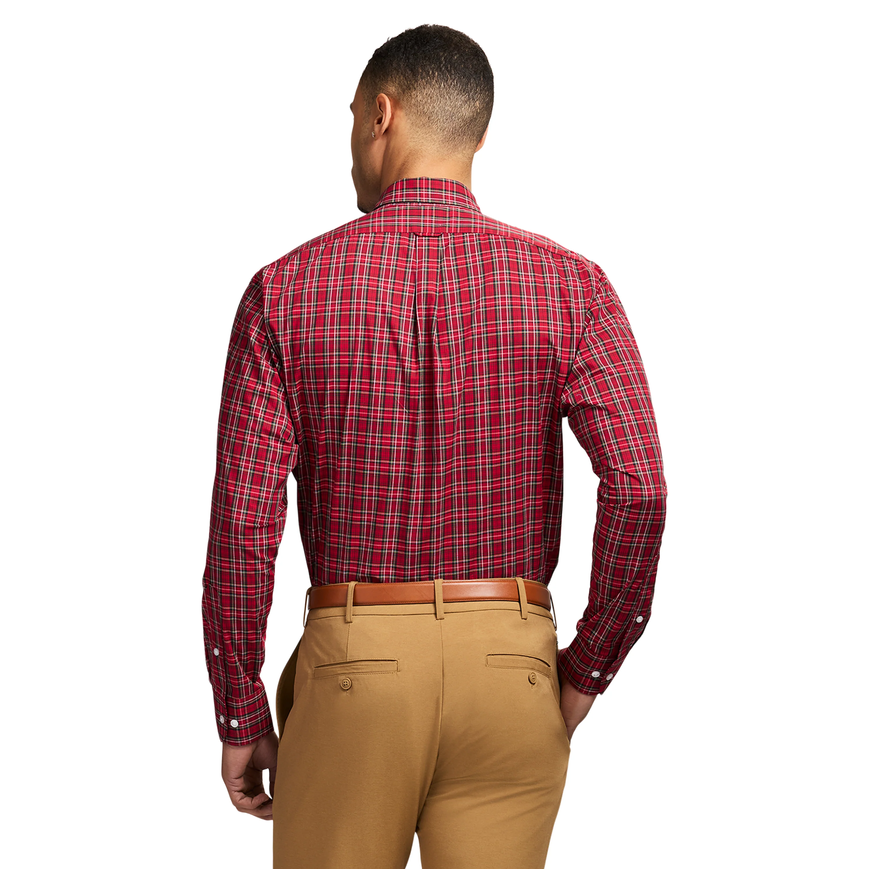 ALL-OVER STRETCH L/S TARTAN BUTTON-DOWN DRESS SHIRT - REAL RED - Image 4