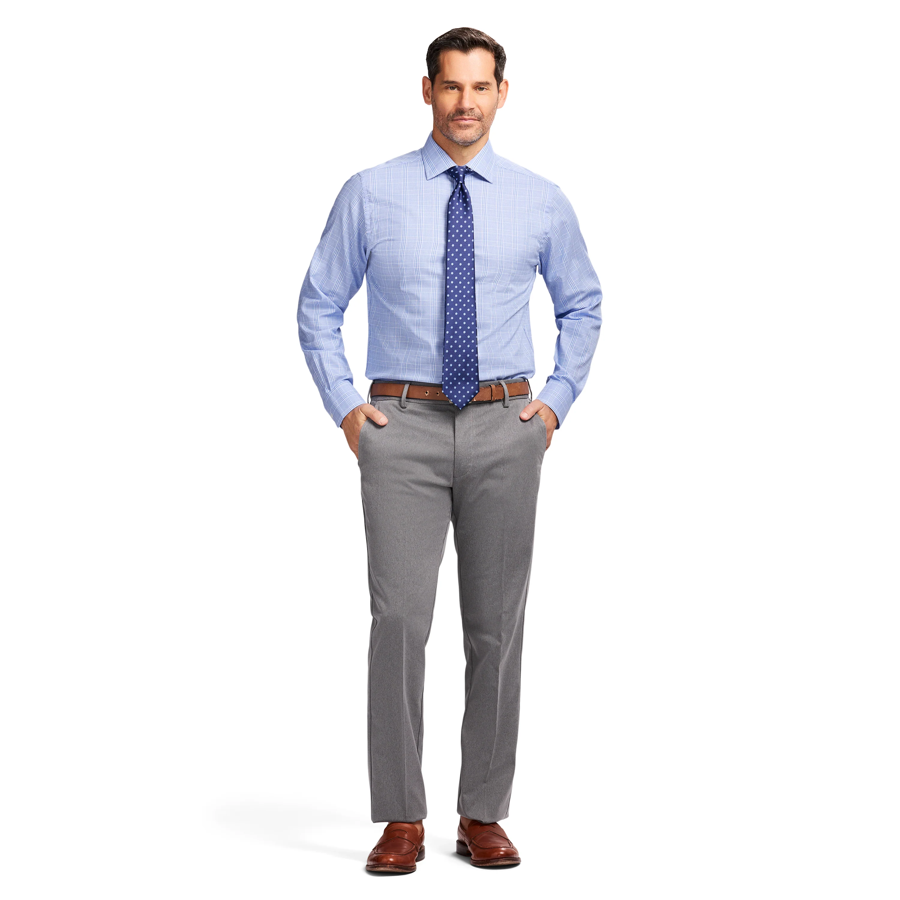 ROYAL TEXTURE L/S PLAID DRESS SHIRT - ULTRAMARINE - Image 3