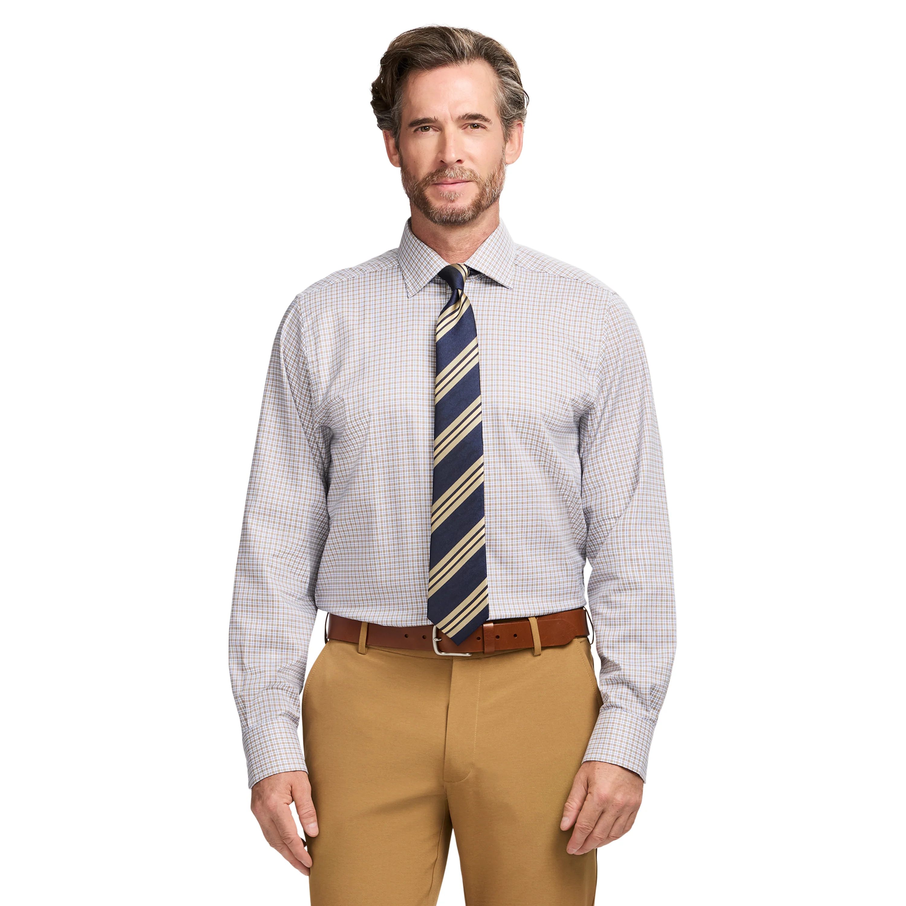 ROYAL TEXTURE L/S PLAID DRESS SHIRT - CEDARWOOD KHAKI - Image 2