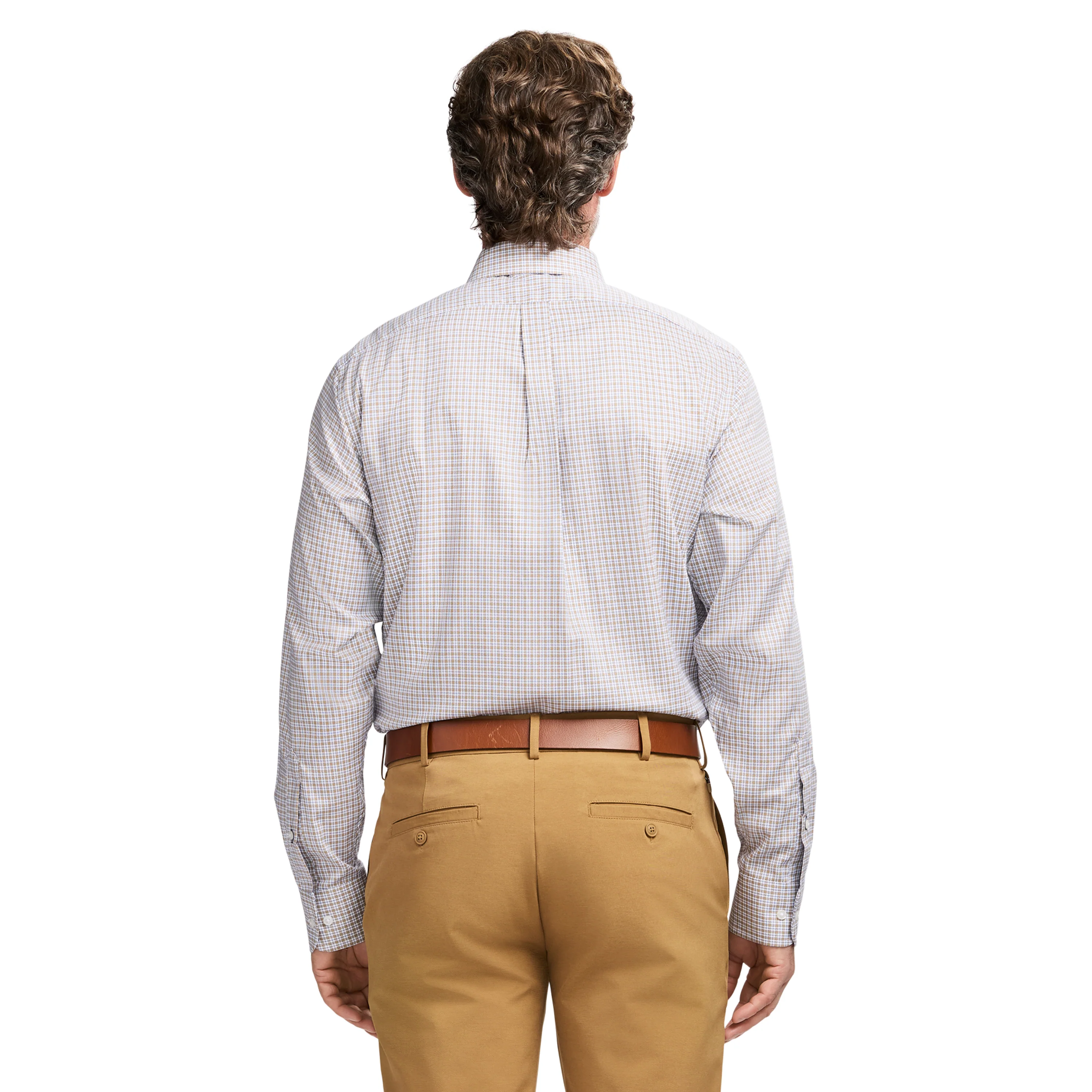 ROYAL TEXTURE L/S PLAID DRESS SHIRT - CEDARWOOD KHAKI - Image 4