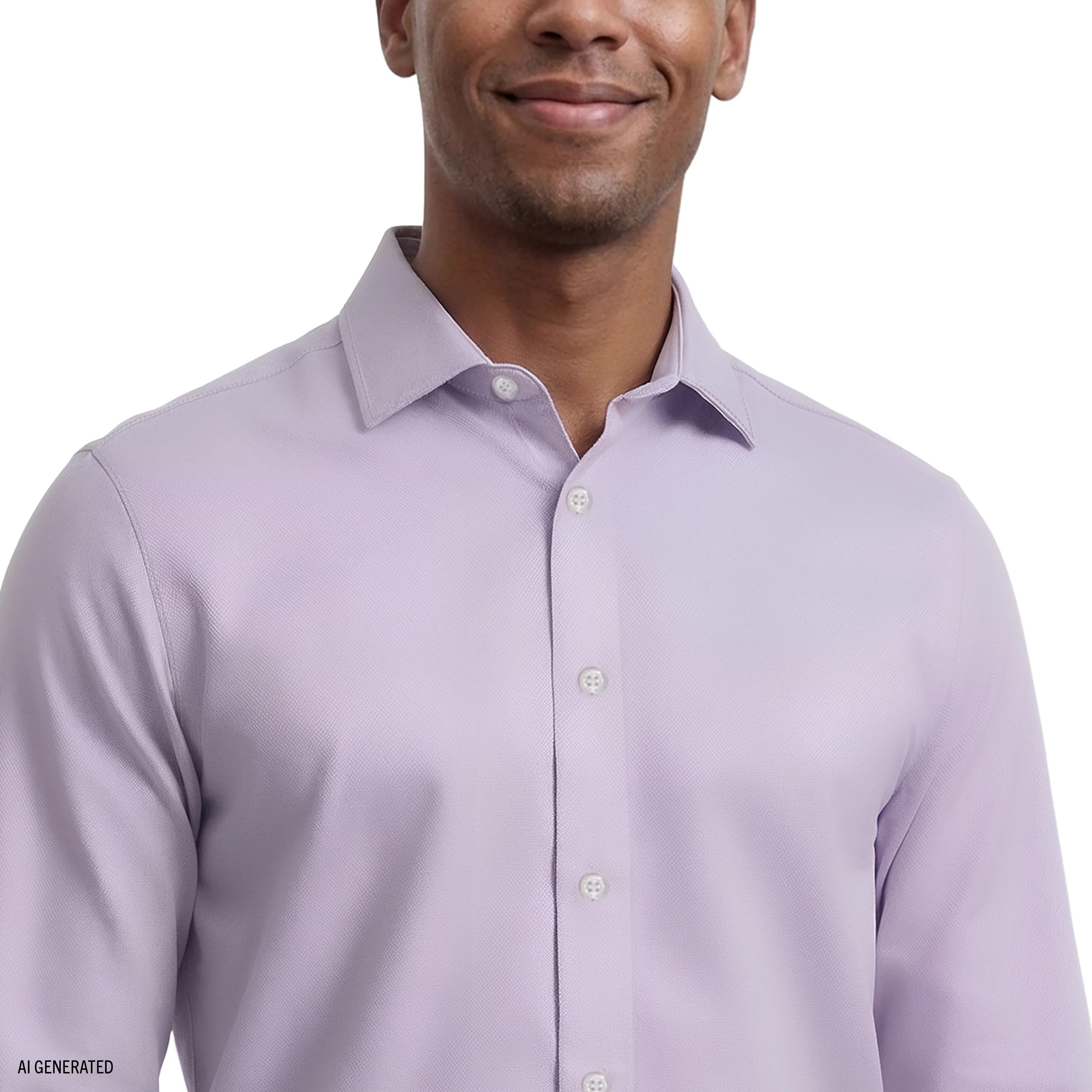 ROYAL TEXTURE L/S BUTTON-DOWN DRESS SHIRT - PASTEL LILAC - Image 3