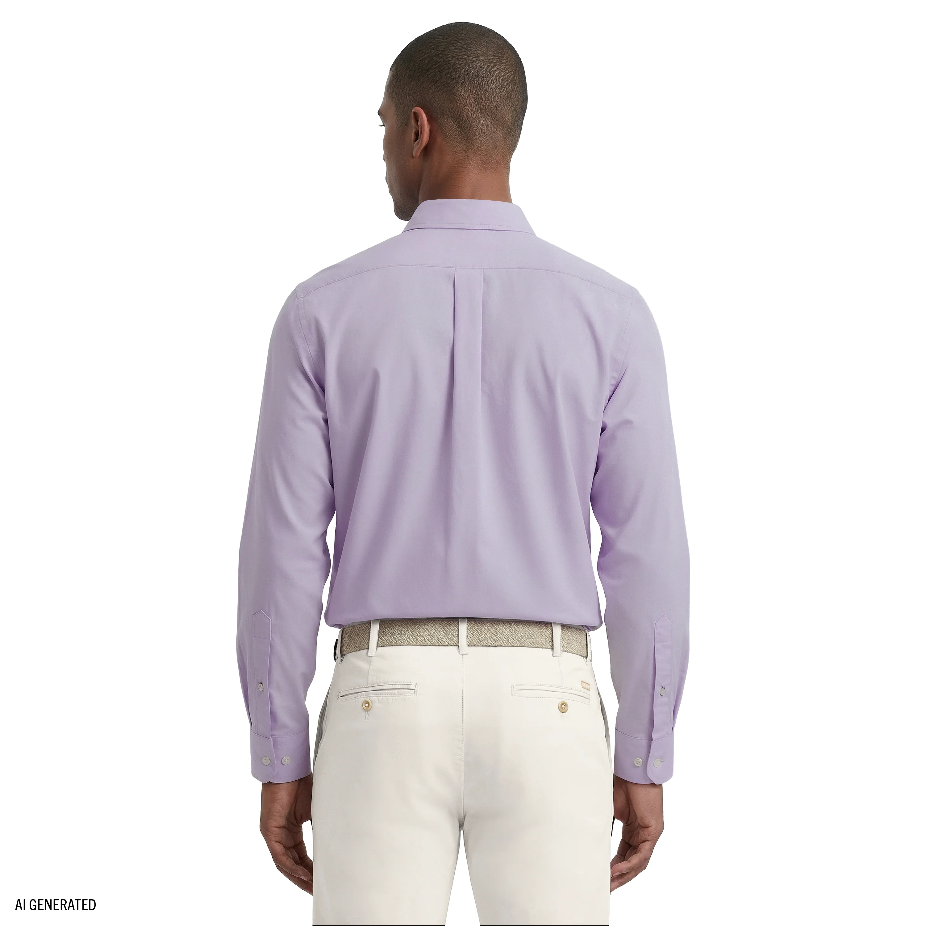 ROYAL TEXTURE L/S BUTTON-DOWN DRESS SHIRT - PASTEL LILAC - Image 4