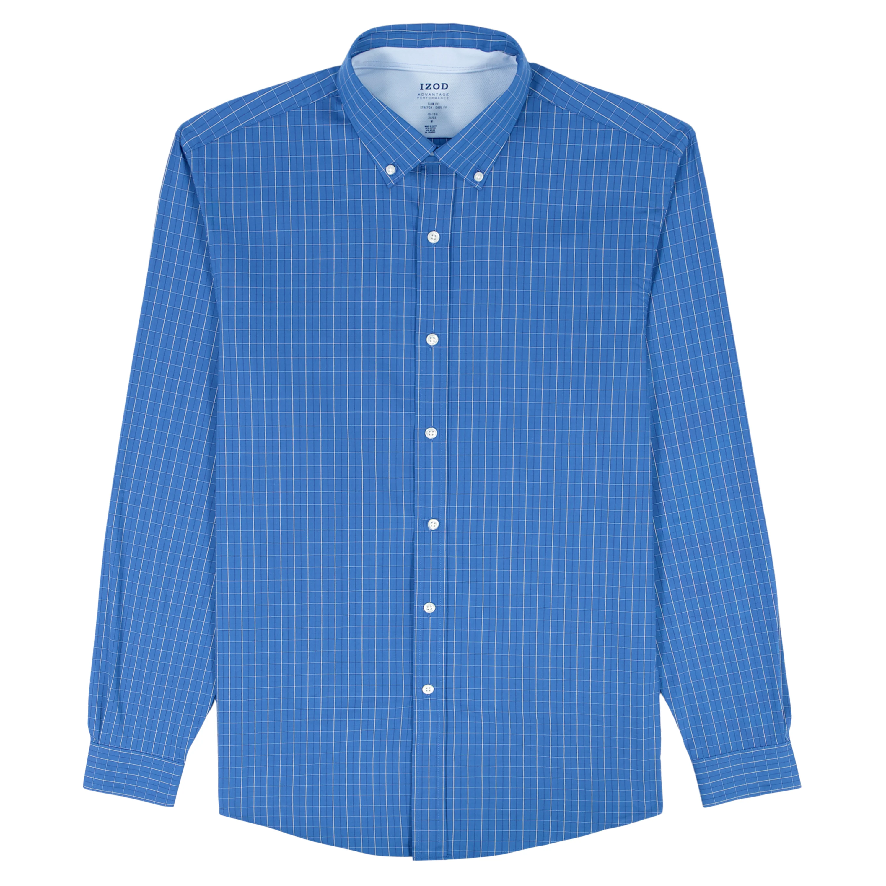 COOL FX L/S PLAID BUTTON-DOWN DRESS SHIRT SLIM - TH DARK NAVY