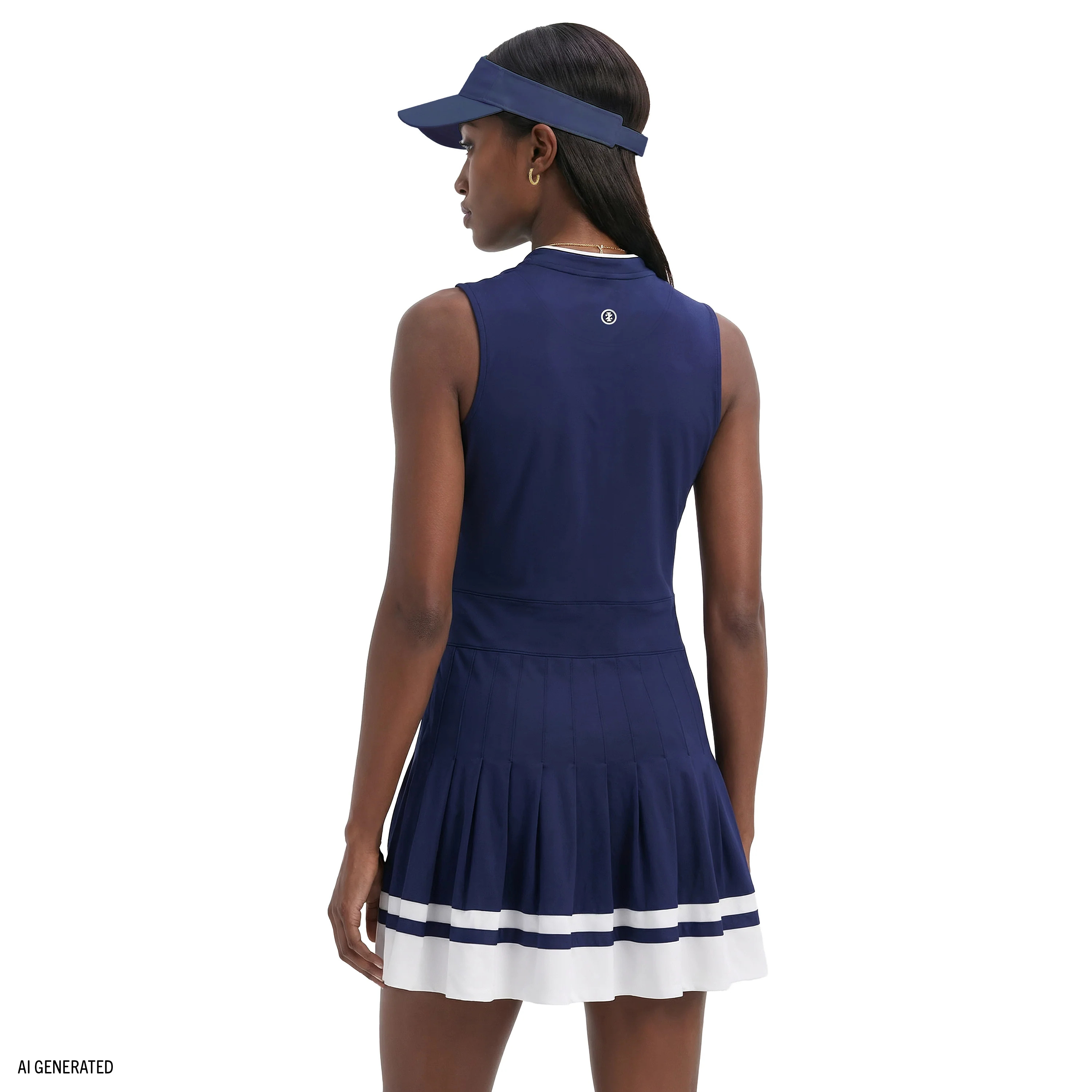 RALLY V-NECK PLEATED DRESS - MEDIEVAL BLUE - Image 3