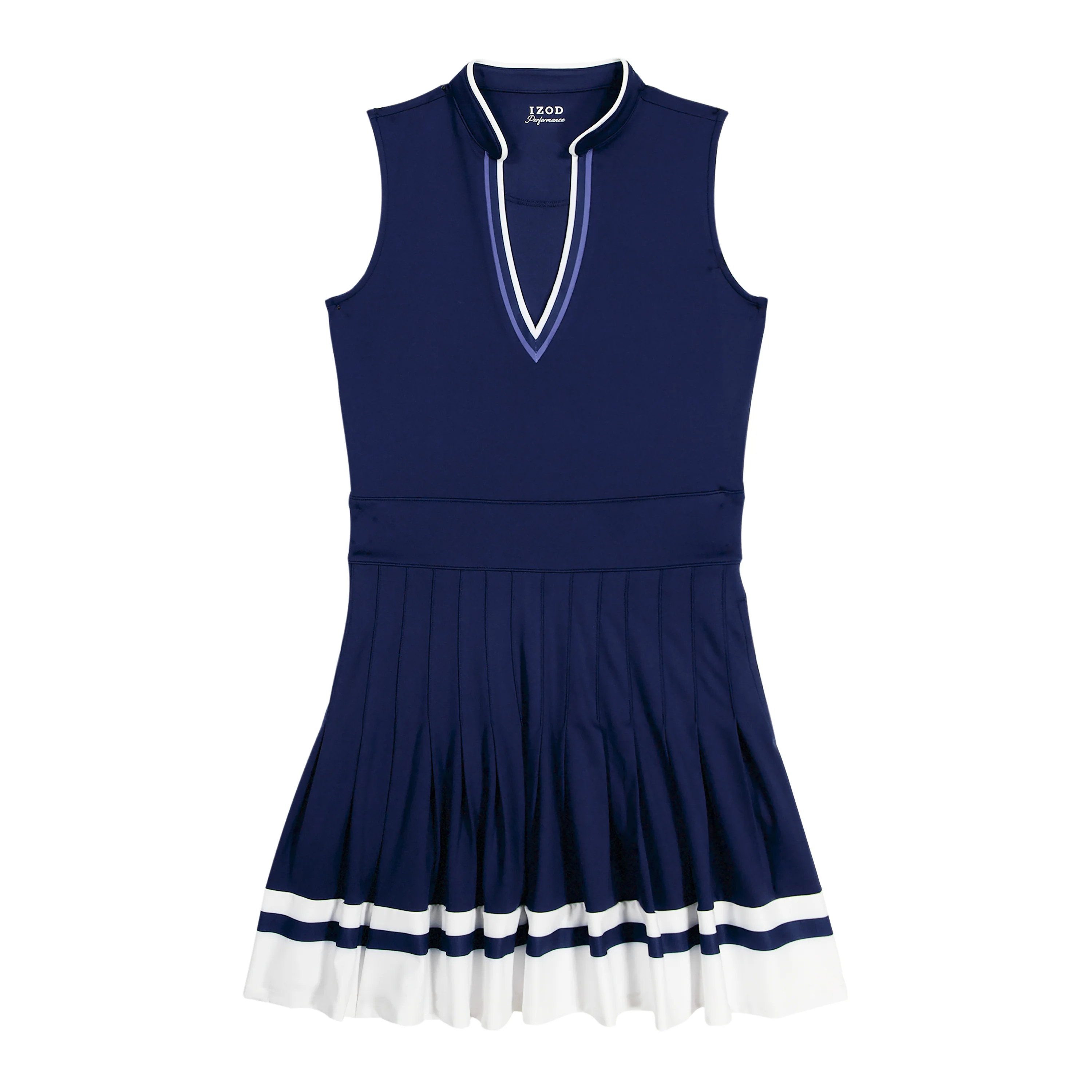RALLY V-NECK PLEATED DRESS - MEDIEVAL BLUE - Image 4